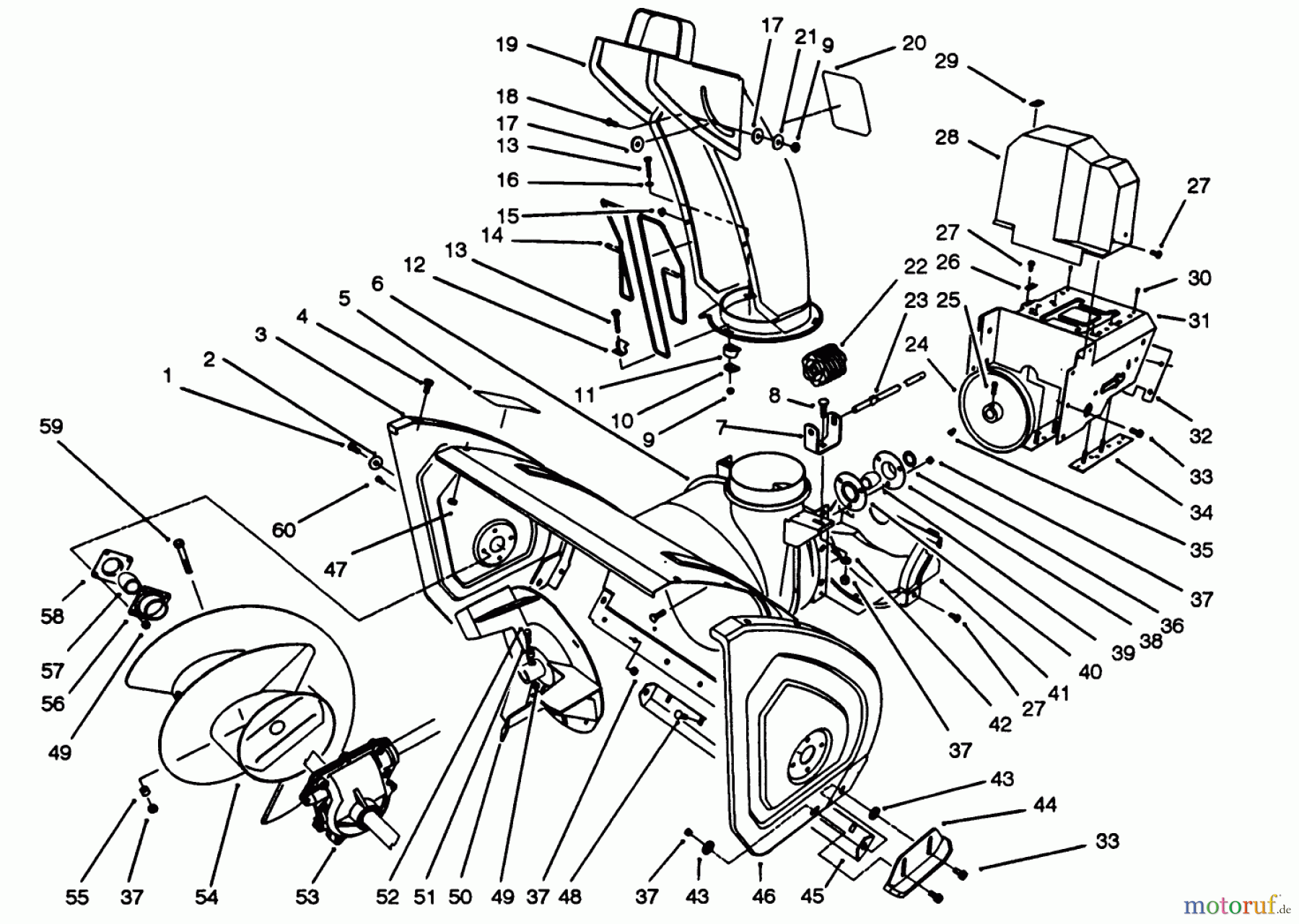  Toro Neu Snow Blowers/Snow Throwers Seite 1 38543 (824) - Toro 824 Power Shift Snowthrower, 1993 (3900001-3999999) HOUSING & CHUTE ASSEMBLY