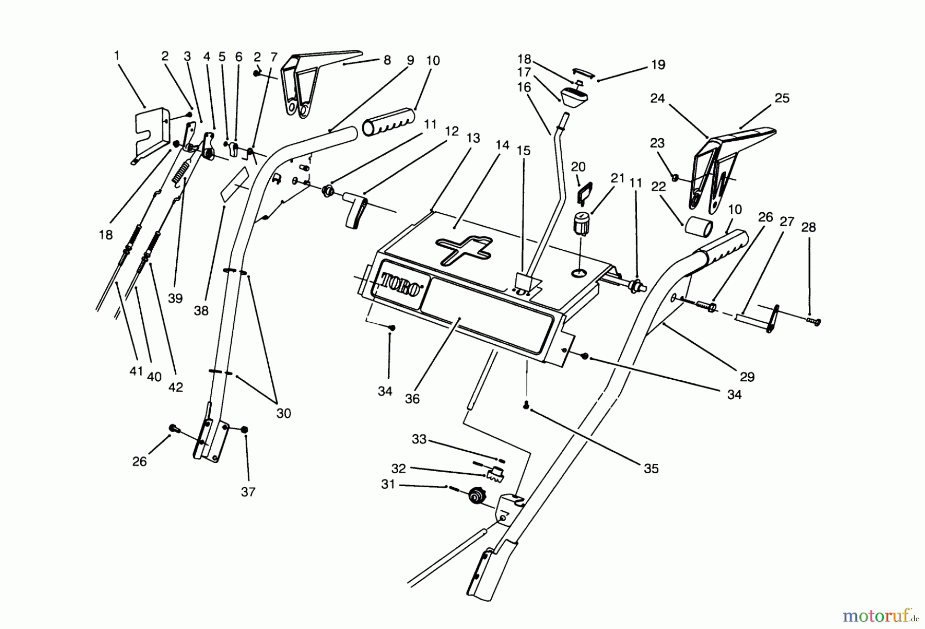  Toro Neu Snow Blowers/Snow Throwers Seite 1 38540 (824) - Toro 824 Power Shift Snowthrower, 1995 (5900001-5999999) HANDLE ASSEMBLY