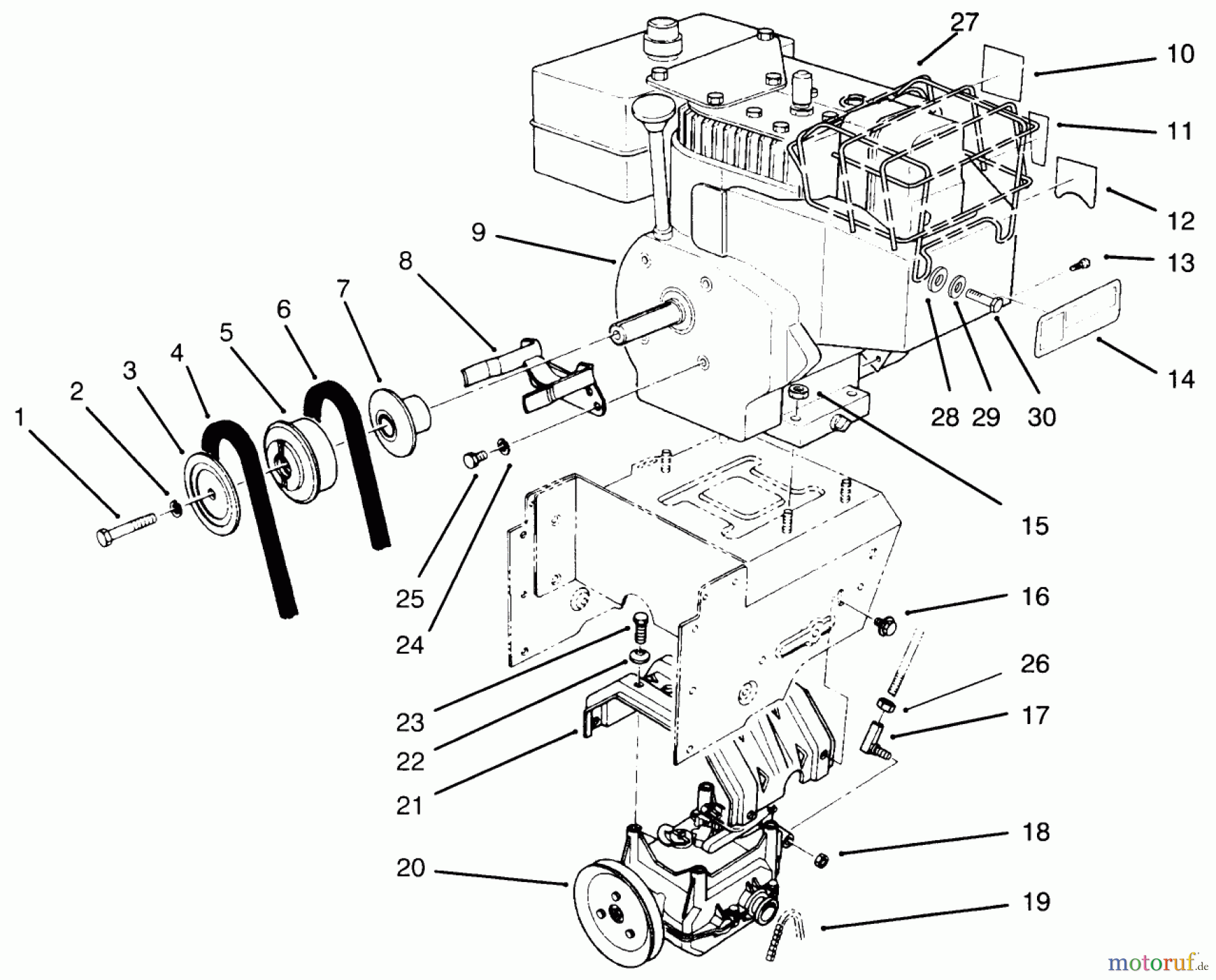  Toro Neu Snow Blowers/Snow Throwers Seite 1 38543 (824) - Toro 824 Power Shift Snowthrower, 1996 (6900001-6999999) ENGINE ASSEMBLY