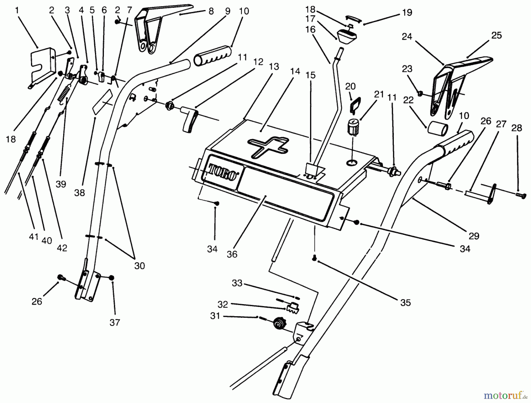  Toro Neu Snow Blowers/Snow Throwers Seite 1 38540 (824) - Toro 824 Power Shift Snowthrower, 1996 (6900001-6999999) HANDLE ASSEMBLY