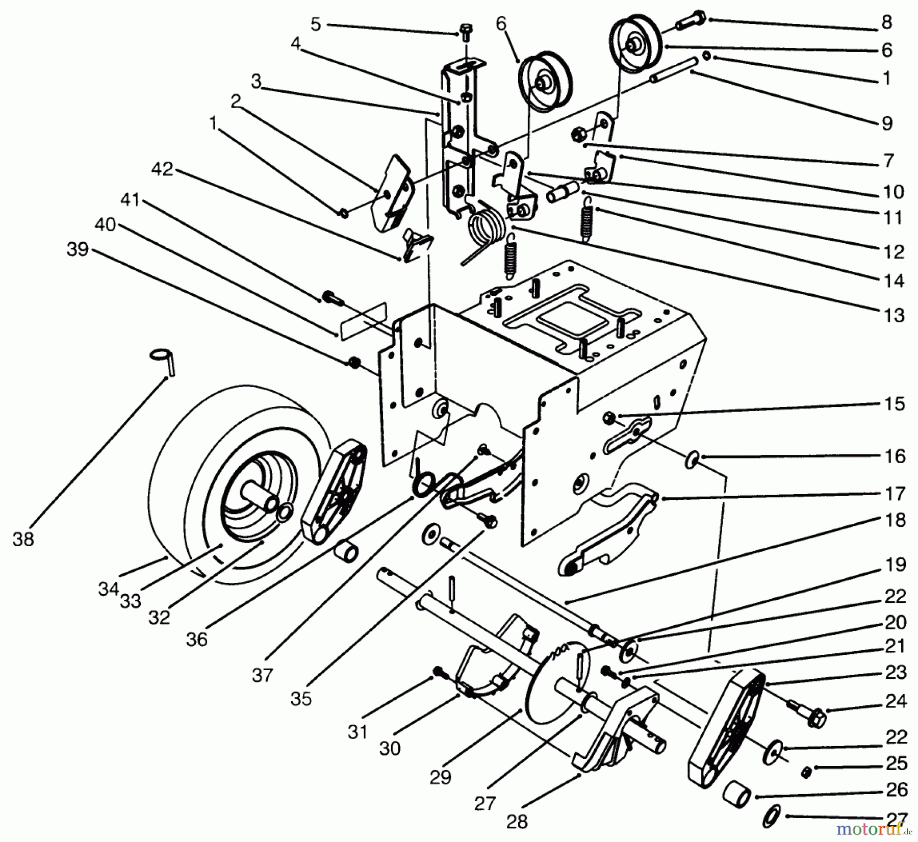  Toro Neu Snow Blowers/Snow Throwers Seite 1 38540 (824) - Toro 824 Power Shift Snowthrower, 1996 (6900001-6999999) TRACTION DRIVE ASSEMBLY