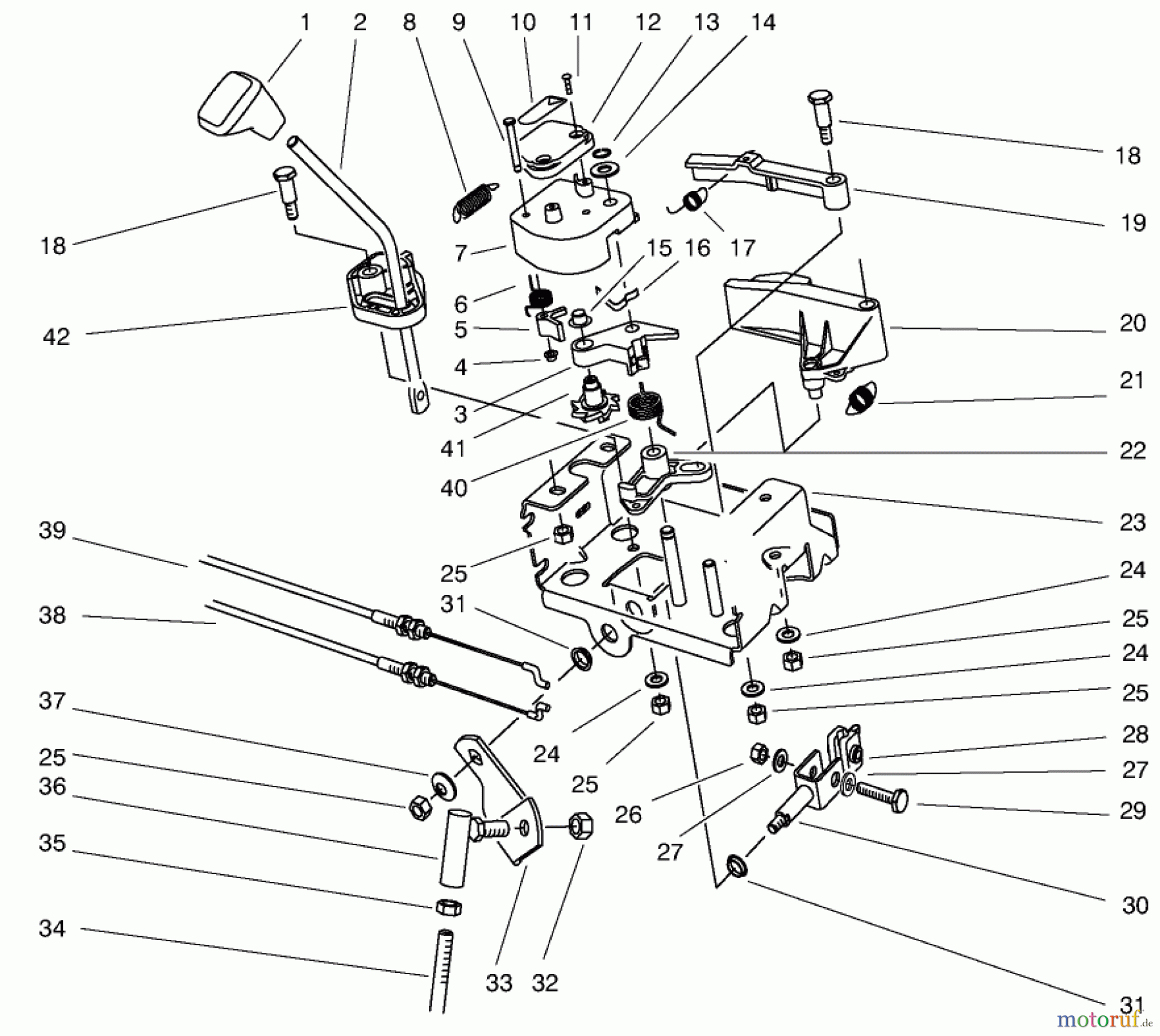  Toro Neu Snow Blowers/Snow Throwers Seite 1 38543 (824) - Toro 824 Power Shift Snowthrower, 1997 (7900001-7999999) TRACTION LINKAGE ASSEMBLY