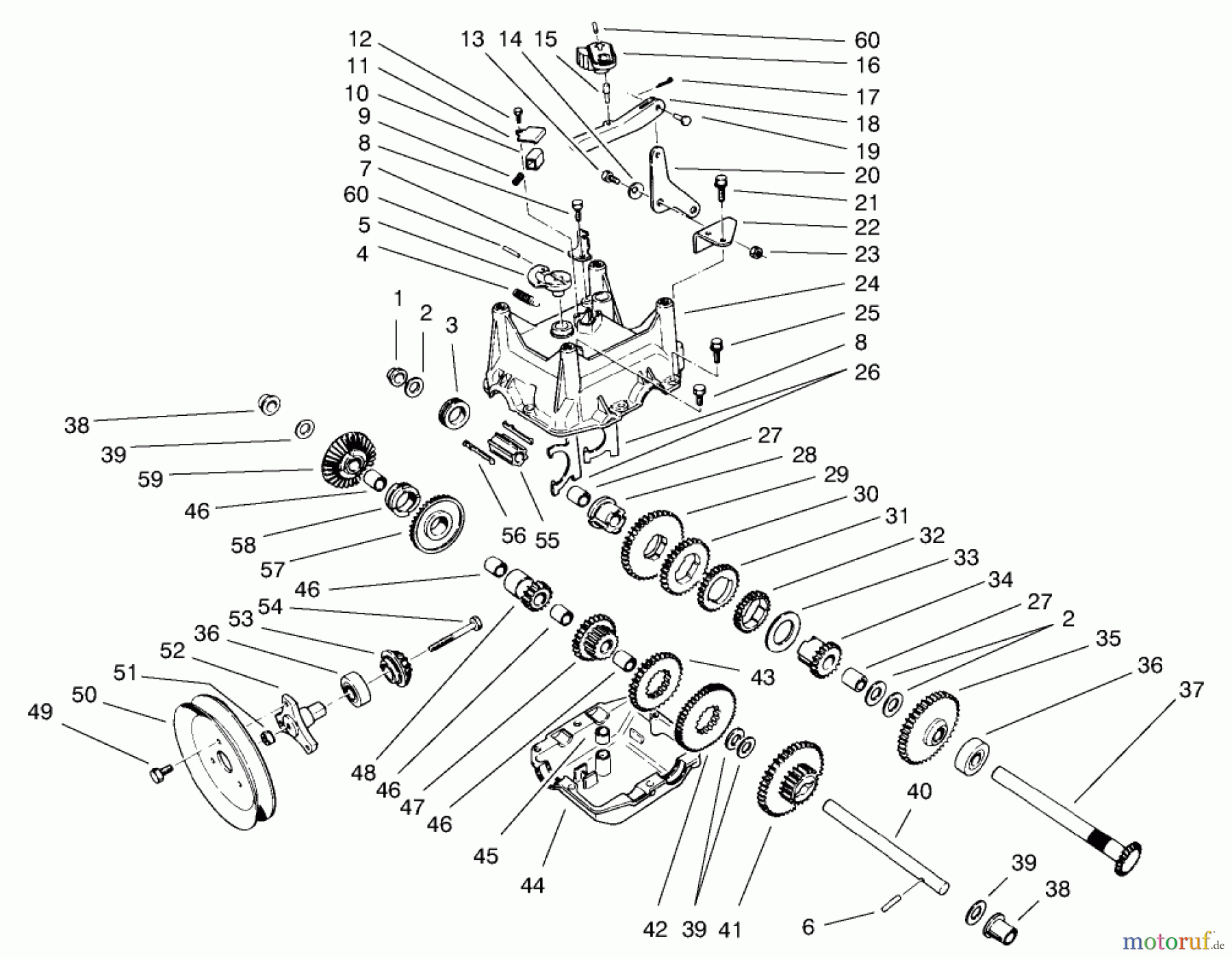  Toro Neu Snow Blowers/Snow Throwers Seite 1 38540 (824) - Toro 824 Power Shift Snowthrower, 1997 (7900001-7999999) TRANSMISSION ASSEMBLY NO. 66-8030