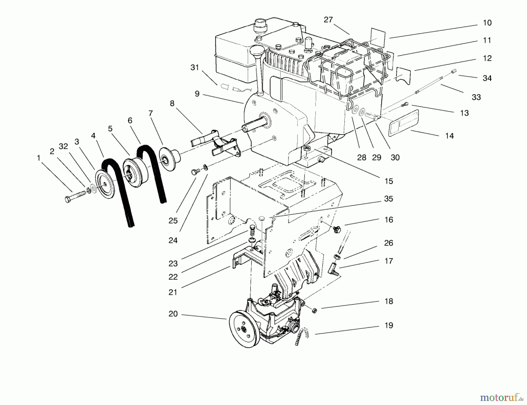  Toro Neu Snow Blowers/Snow Throwers Seite 1 38540 (824) - Toro 824 Power Shift Snowthrower, 1998 (8900001-8999999) ENGINE ASSEMBLY