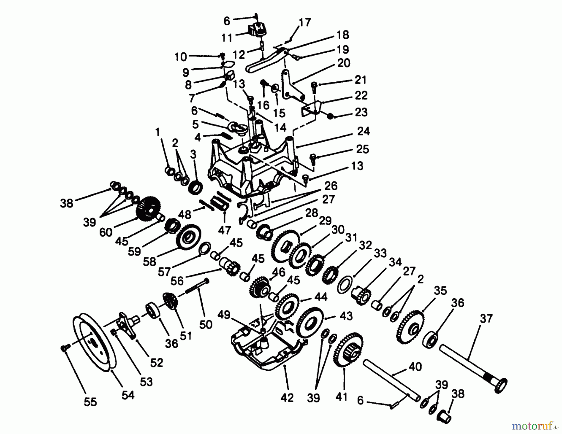  Toro Neu Snow Blowers/Snow Throwers Seite 1 38545 (828) - Toro 828 Power Shift Snowthrower, 1988 (8000001-8999999) TRANSMISSION ASSEMBLY NO. 62-0190