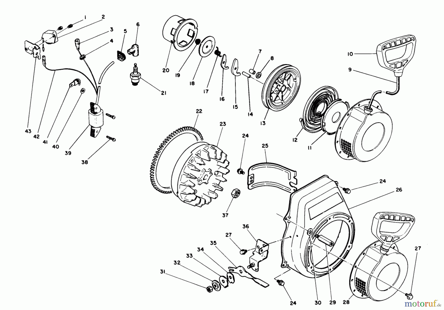  Toro Neu Snow Blowers/Snow Throwers Seite 1 38545 (828) - Toro 828 Power Shift Snowthrower, 1989 (9000001-9999999) ENGINE NO. 63-3010 IGNITION ASSEMBLY (SERIAL NO. 9000101 THRU 9000330)