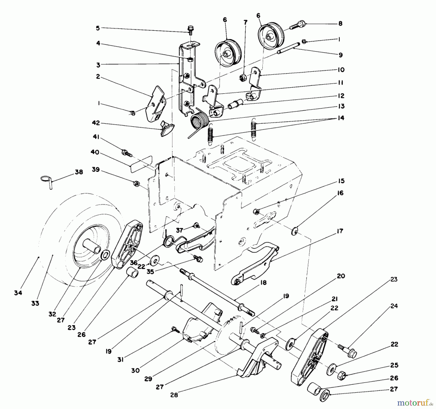  Toro Neu Snow Blowers/Snow Throwers Seite 1 38545 (828) - Toro 828 Power Shift Snowthrower, 1989 (9000001-9999999) TRACTION DRIVE ASSEMBLY