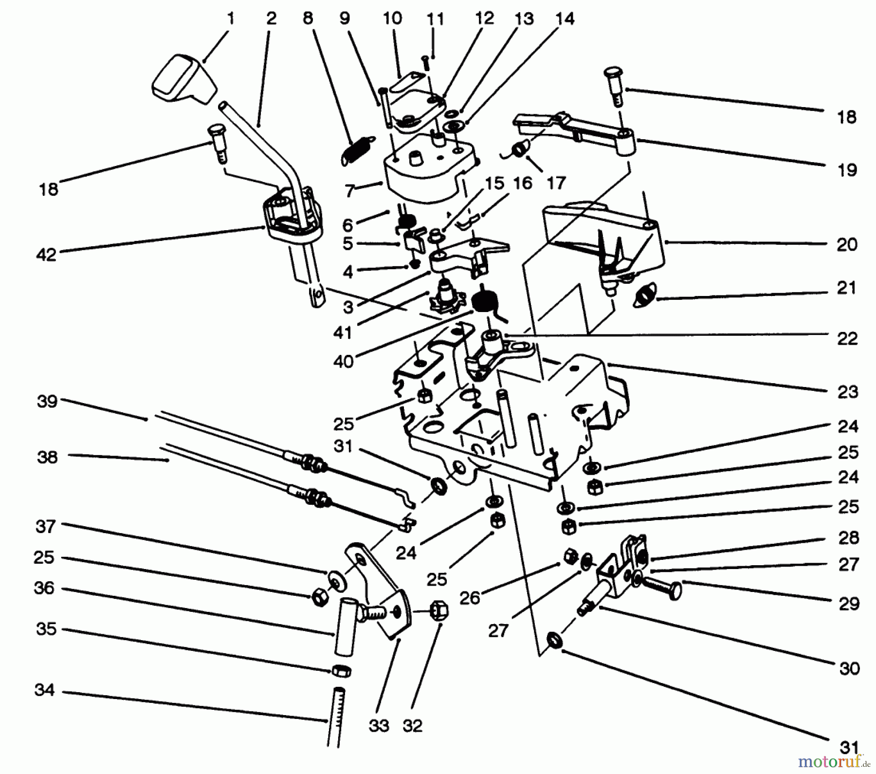  Toro Neu Snow Blowers/Snow Throwers Seite 1 38555 (1028) - Toro 1028 Power Shift Snowthrower, 1993 (3900001-3999999) TRACTION LINKAGE ASSEMBLY