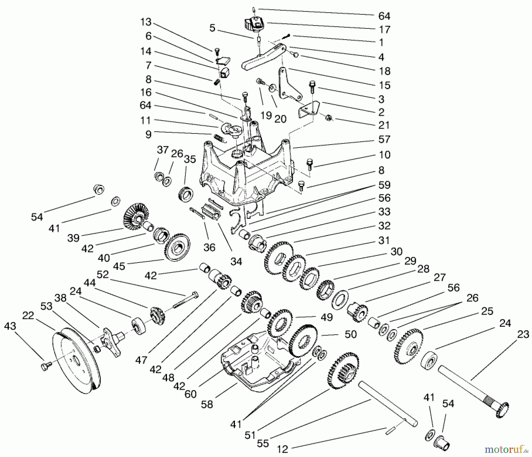  Toro Neu Snow Blowers/Snow Throwers Seite 1 38558 (1028) - Toro 1028 Power Shift Snowthrower, 1999 (99000001-99999999) TRANSMISSION ASSEMBLY NO. 66-8030