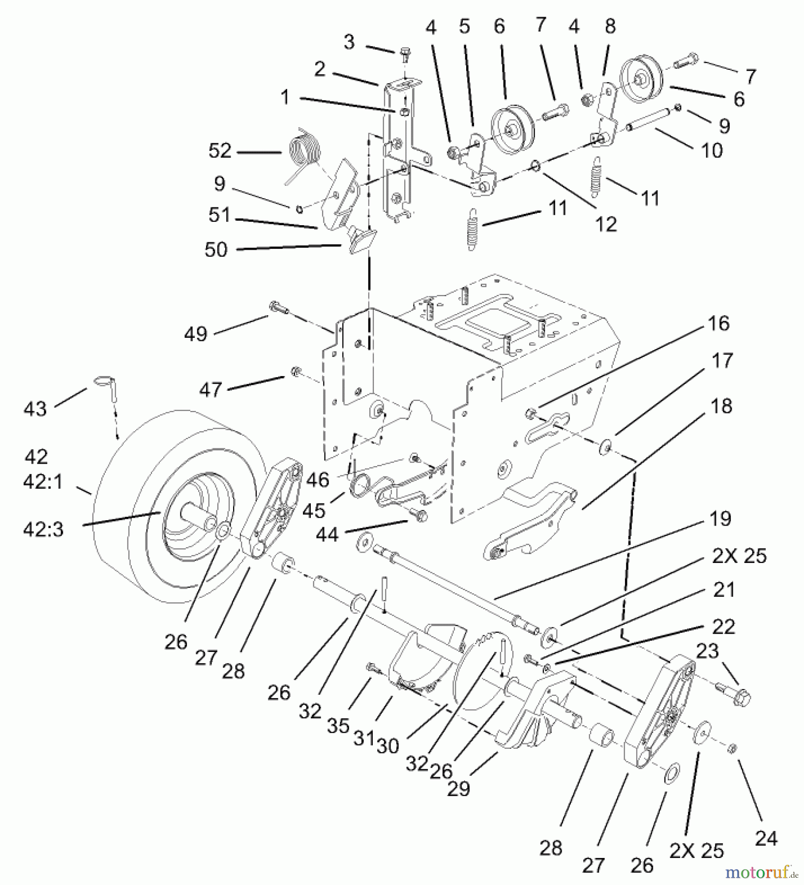  Toro Neu Snow Blowers/Snow Throwers Seite 1 38559 (1028) - Toro 1028 Power Shift Snowthrower, 2004 (240000001-240999999) LOWER TRACTION ASSEMBLY