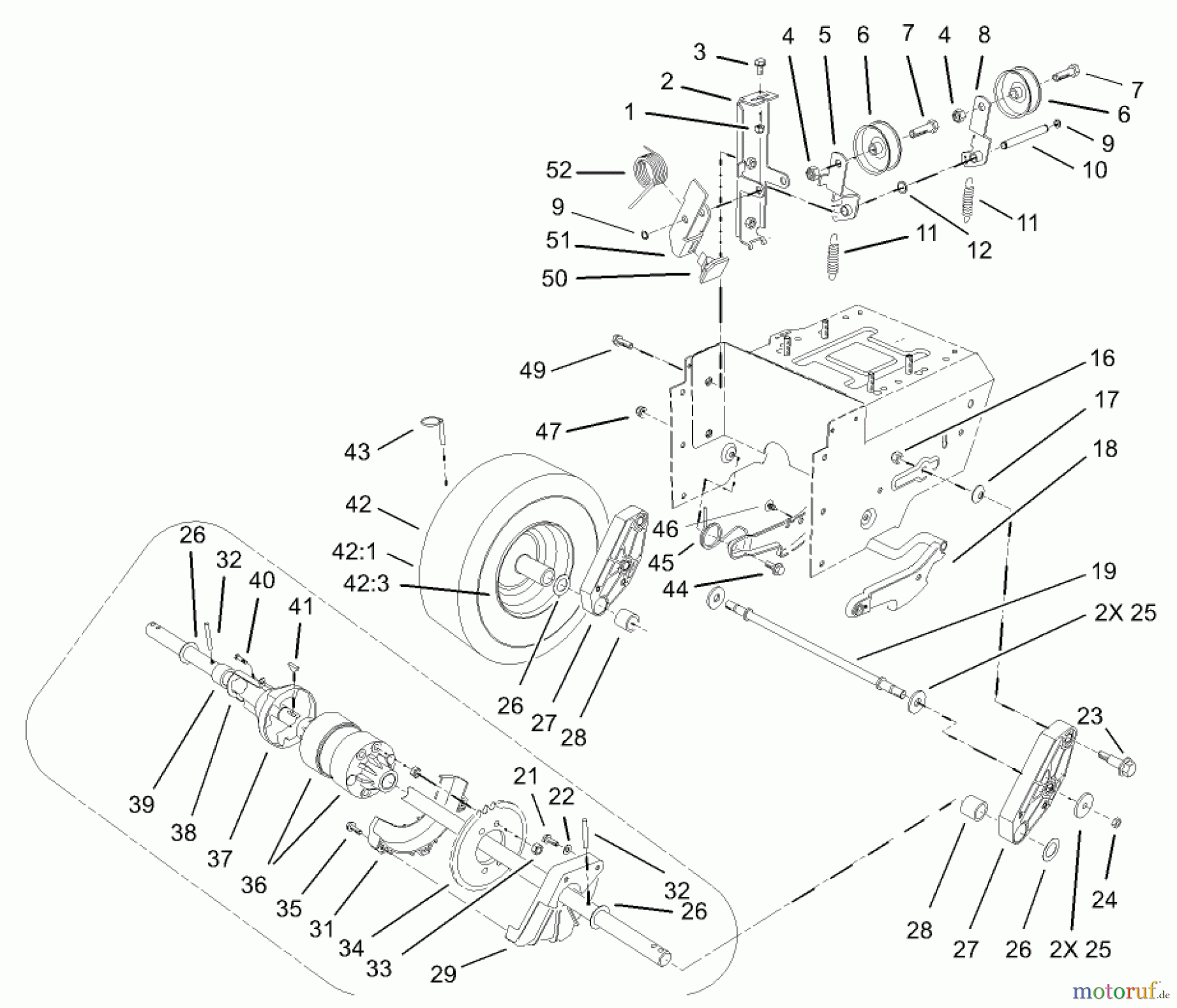  Toro Neu Snow Blowers/Snow Throwers Seite 1 38560 (1028) - Toro 1028 Power Shift Snowthrower, 2004 (240000001-240999999) LOWER TRACTION ASSEMBLY