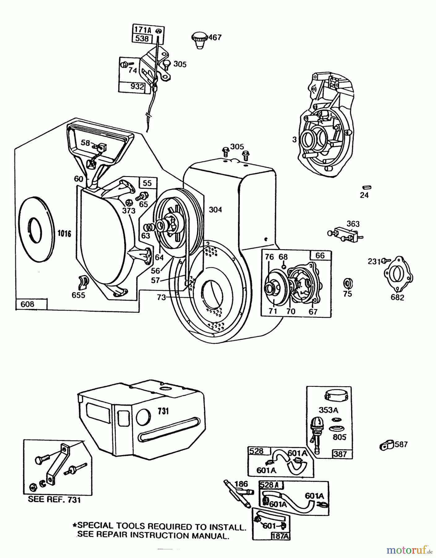  Toro Neu Snow Blowers/Snow Throwers Seite 1 38565 (1132) - Toro 1132 Power Shift Snowthrower, 1988 (8000001-8999999) ENGINE BRIGGS & STRATTON MODEL NO. 252416 TYPE 0755-01 (MODEL 38580) #2