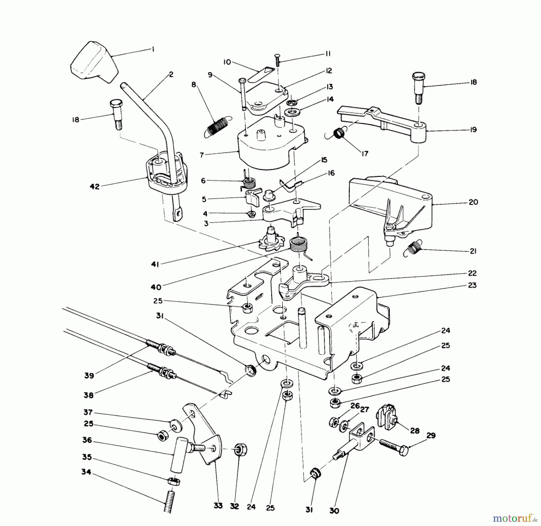  Toro Neu Snow Blowers/Snow Throwers Seite 1 38565 (1132) - Toro 1132 Power Shift Snowthrower, 1989 (9000001-9999999) TRACTION LINKAGE ASSEMBLY