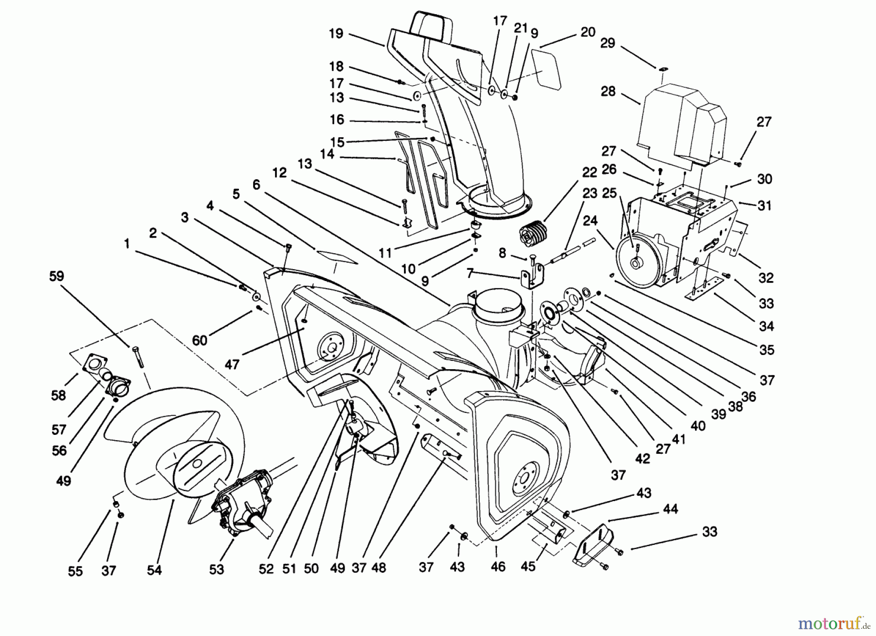  Toro Neu Snow Blowers/Snow Throwers Seite 1 38580 (1132) - Toro 1132 Power Shift Snowthrower, 1992 (2000001-2999999) HOUSING & CHUTE ASSEMBLY