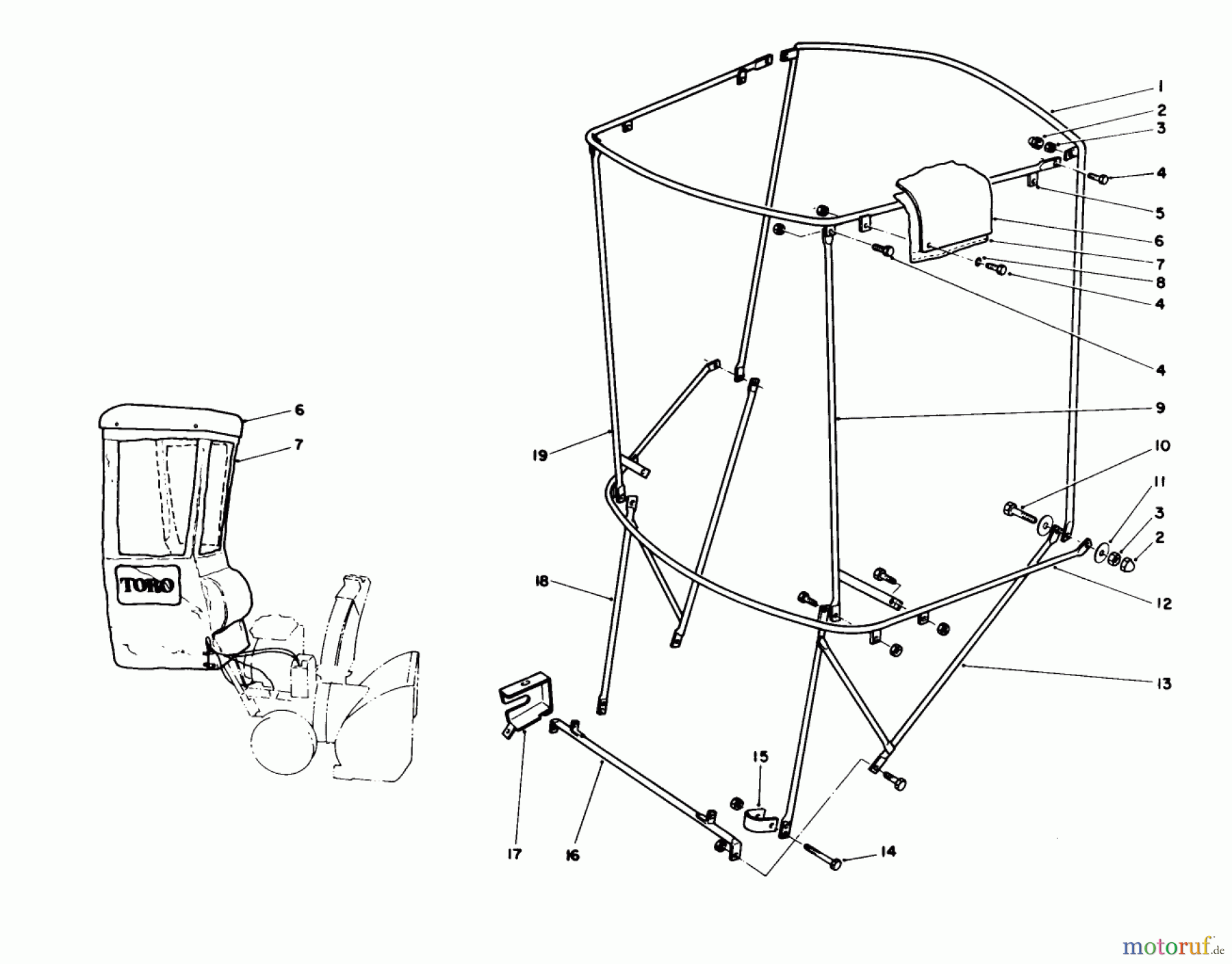  Toro Neu Snow Blowers/Snow Throwers Seite 1 38580 (1132) - Toro 1132 Power Shift Snowthrower, 1992 (2000001-2999999) SNOW CAB ASSEMBLY NO. 68-9500 (OPTIONAL)