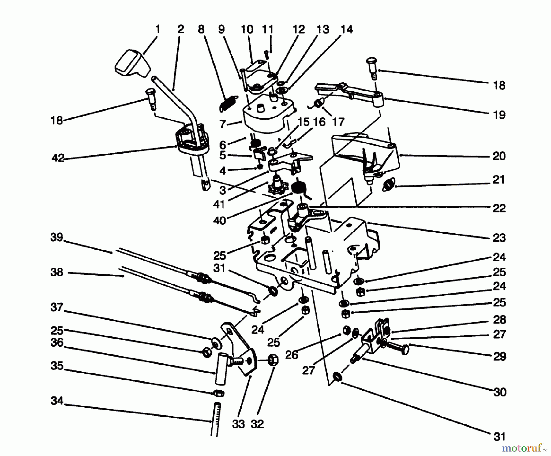  Toro Neu Snow Blowers/Snow Throwers Seite 1 38566 (1132) - Toro 1132 Power Shift Snowthrower, 1994 (49000001-49999999) TRACTION LINKAGE ASSEMBLY