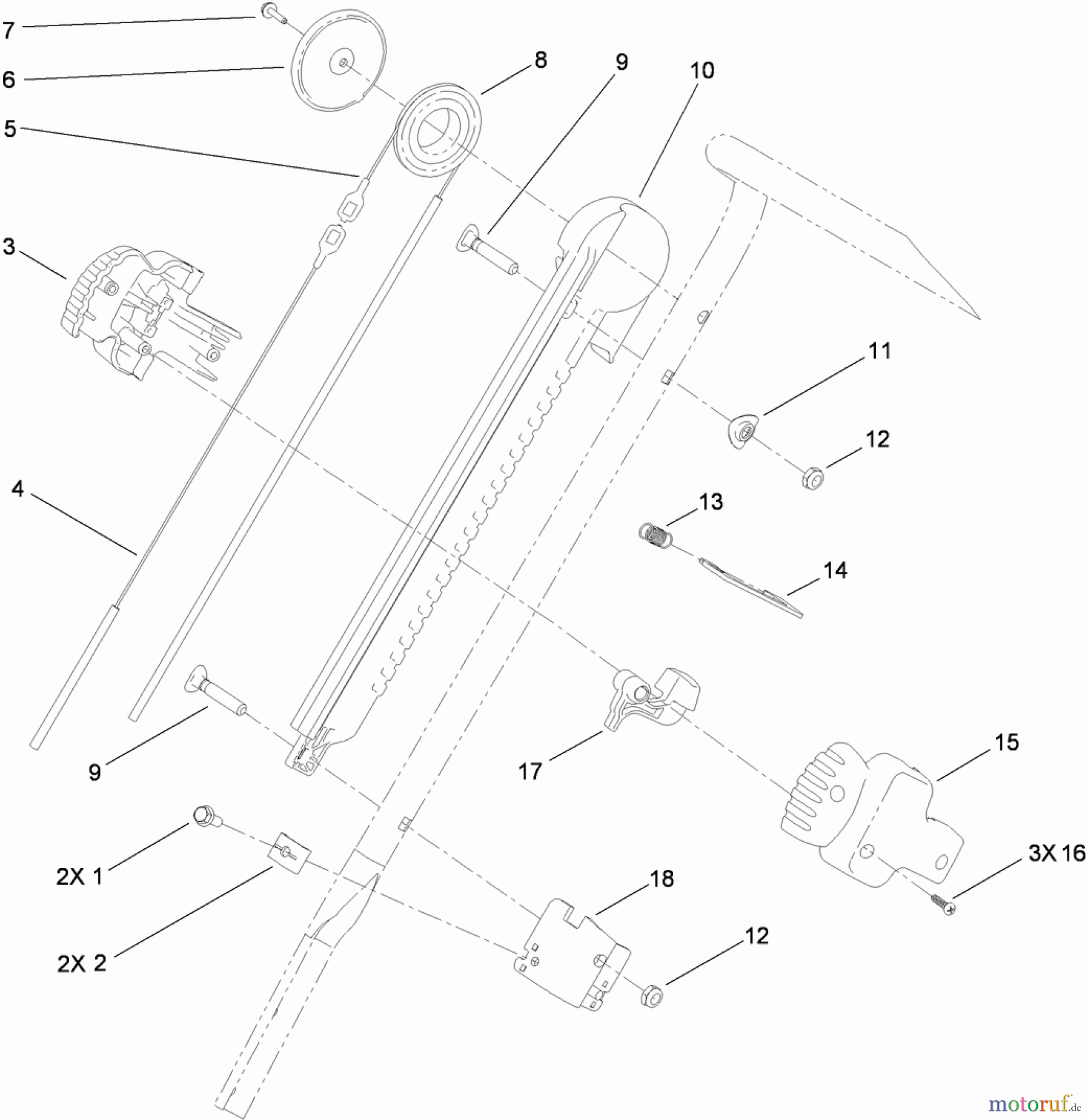  Toro Neu Snow Blowers/Snow Throwers Seite 1 38569 (6053 ES) - Toro CCR 6053 ES Quick Clear Snowthrower, 2012 (312000001-312999999) HANDLE CHUTE CONTROL ASSEMBLY