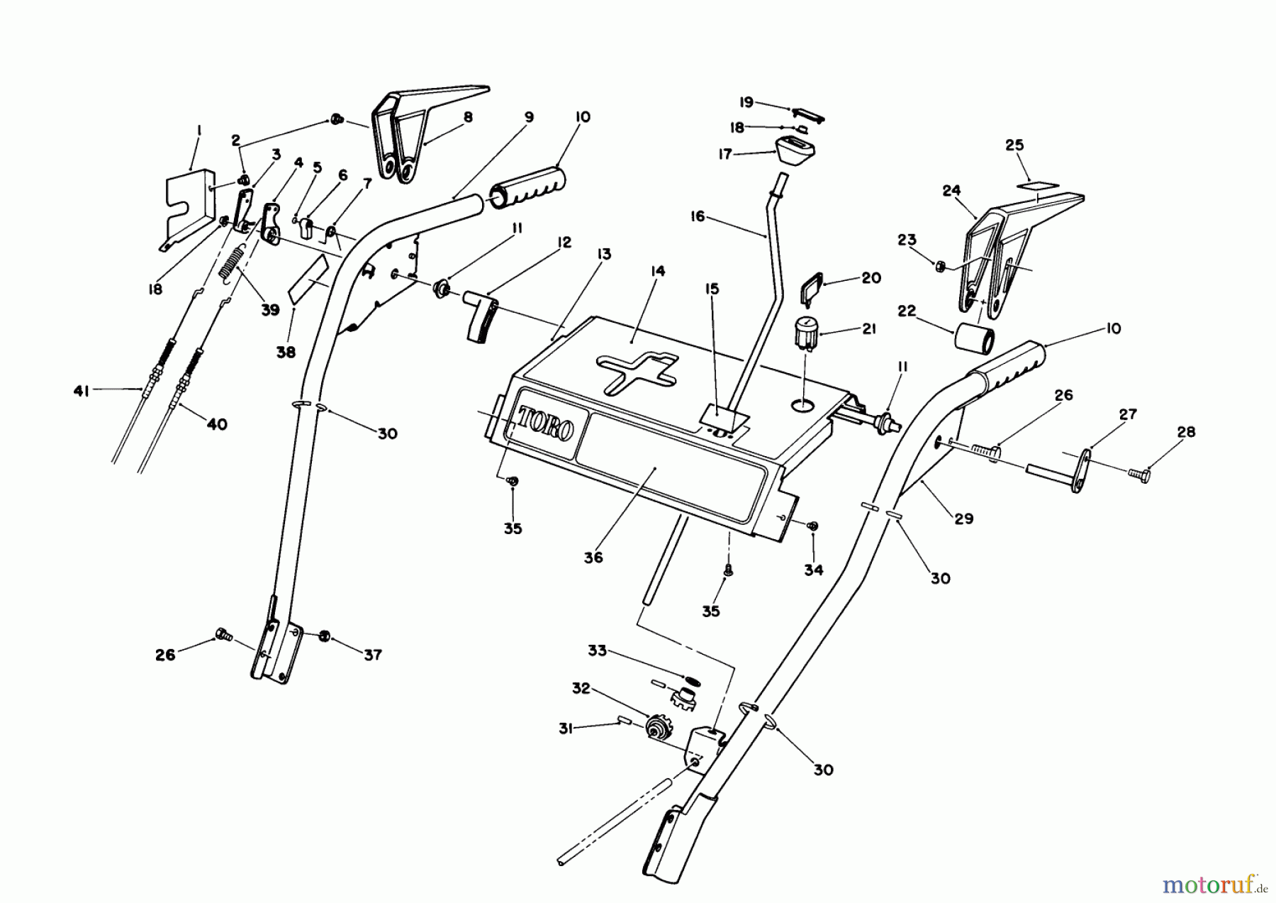  Toro Neu Snow Blowers/Snow Throwers Seite 1 38570 (828) - Toro 828 Power Shift Snowthrower, 1990 (0000001-0999999) HANDLE ASSEMBLY