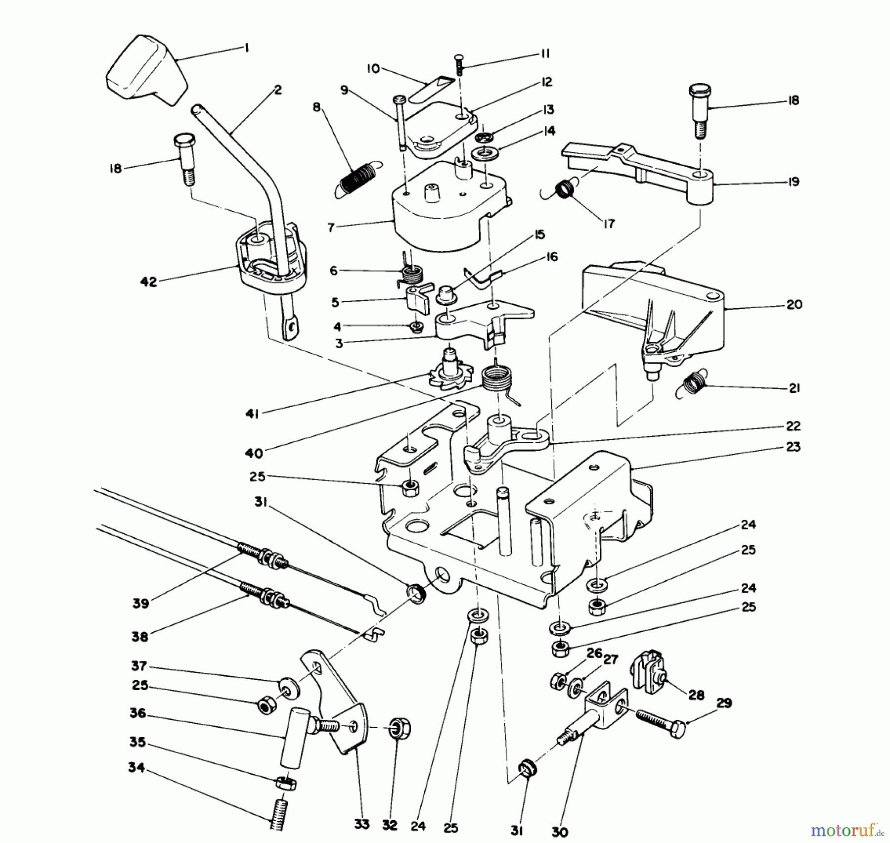  Toro Neu Snow Blowers/Snow Throwers Seite 1 38570 (828) - Toro 828 Power Shift Snowthrower, 1990 (0000001-0999999) TRACTION LINKAGE ASSEMBLY