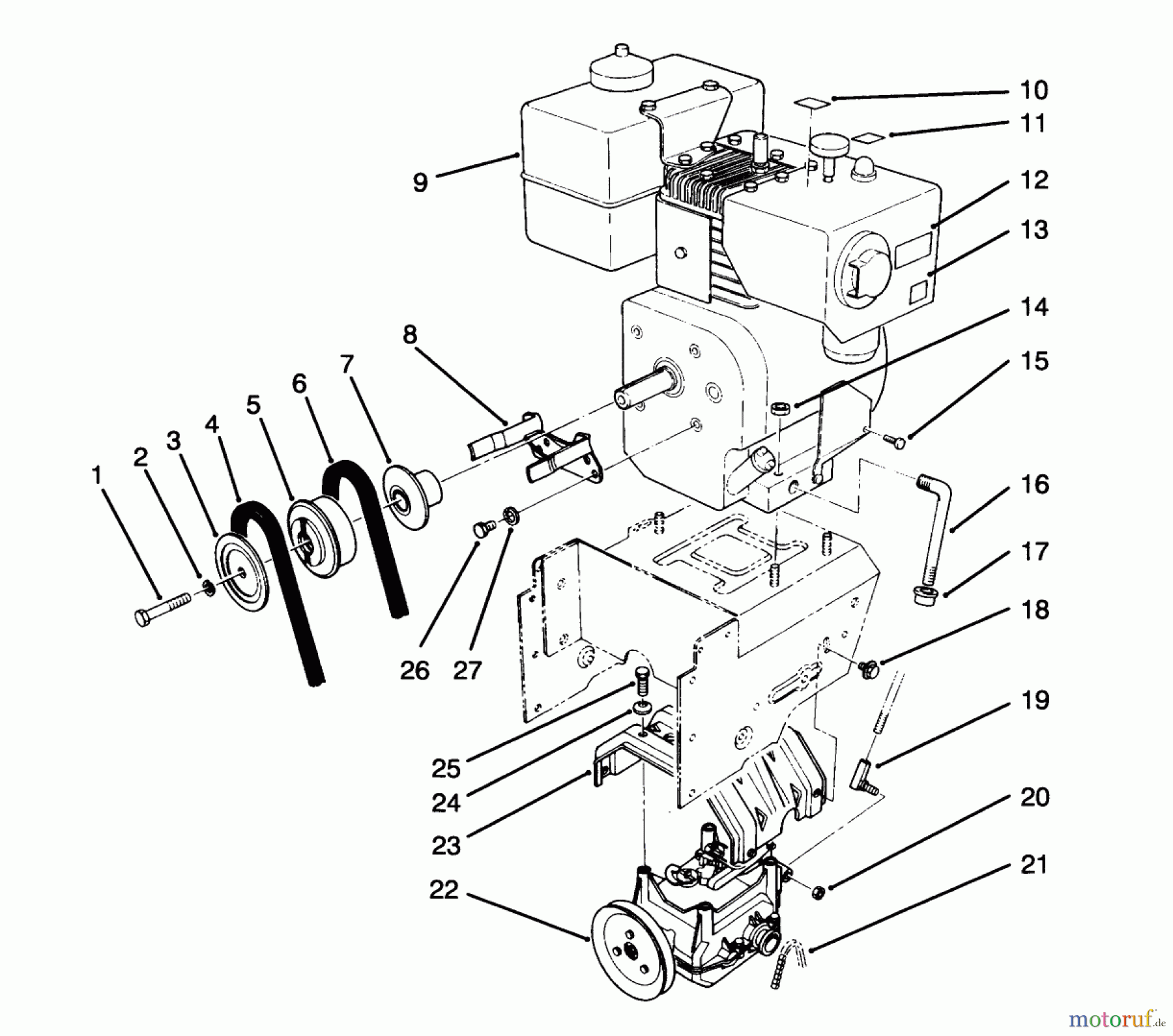  Toro Neu Snow Blowers/Snow Throwers Seite 1 38570 (828) - Toro 828 Power Shift Snowthrower, 1994 (4900001-4999999) ENGINE ASSEMBLY