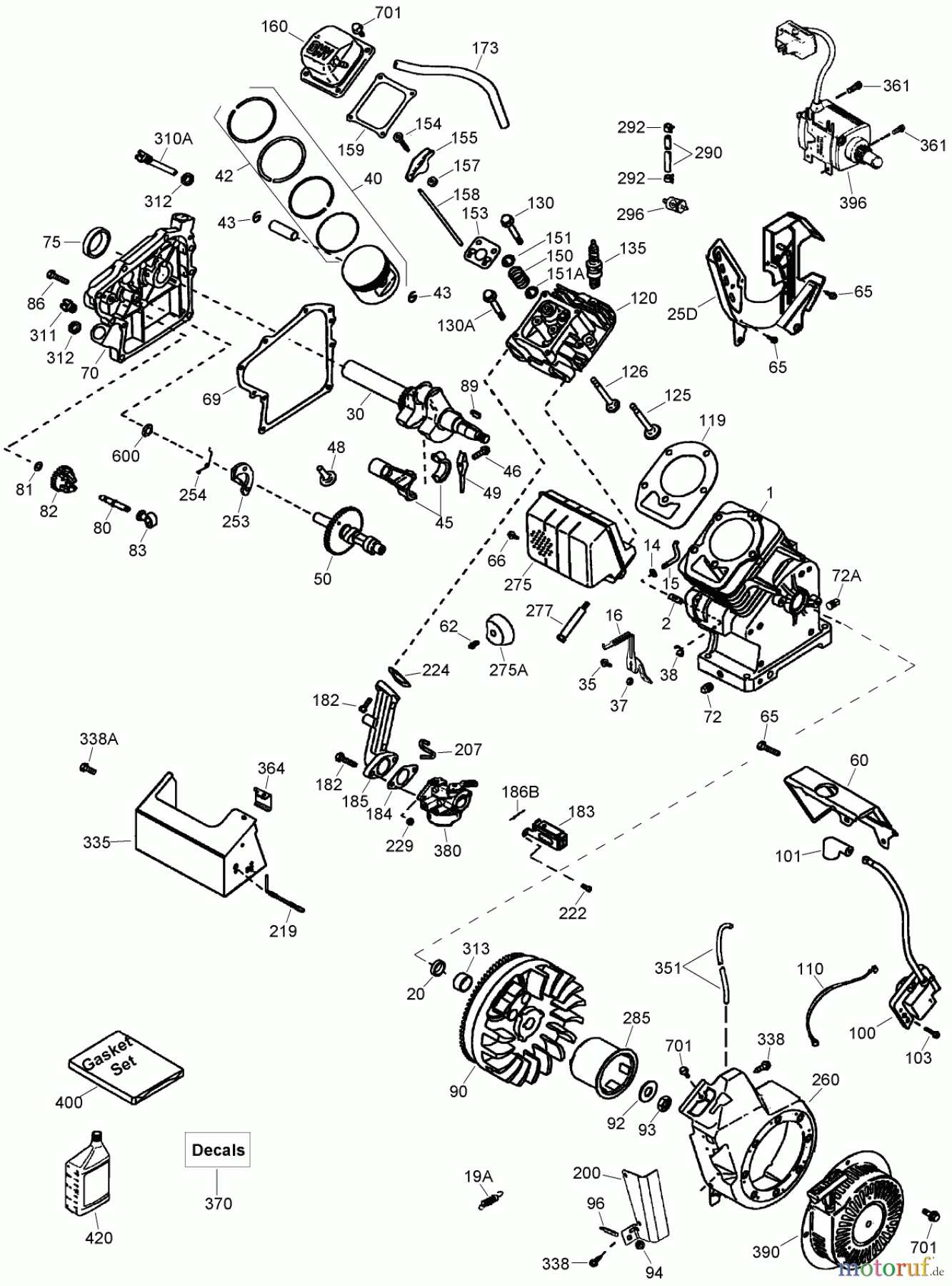  Toro Neu Snow Blowers/Snow Throwers Seite 1 38571 (6053) - Toro CCR 6053 Quick Clear Snowthrower, 2008 (280000001-280999999) ENGINE ASSEMBLY NO. 1 TECUMSEH OH195SA-72568G