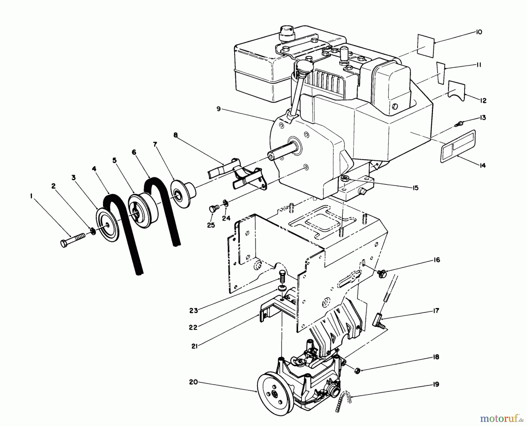  Toro Neu Snow Blowers/Snow Throwers Seite 1 38574 (828) - Toro 828 Power Shift Snowthrower, 1990 (0000001-0999999) ENGINE ASSEMBLY