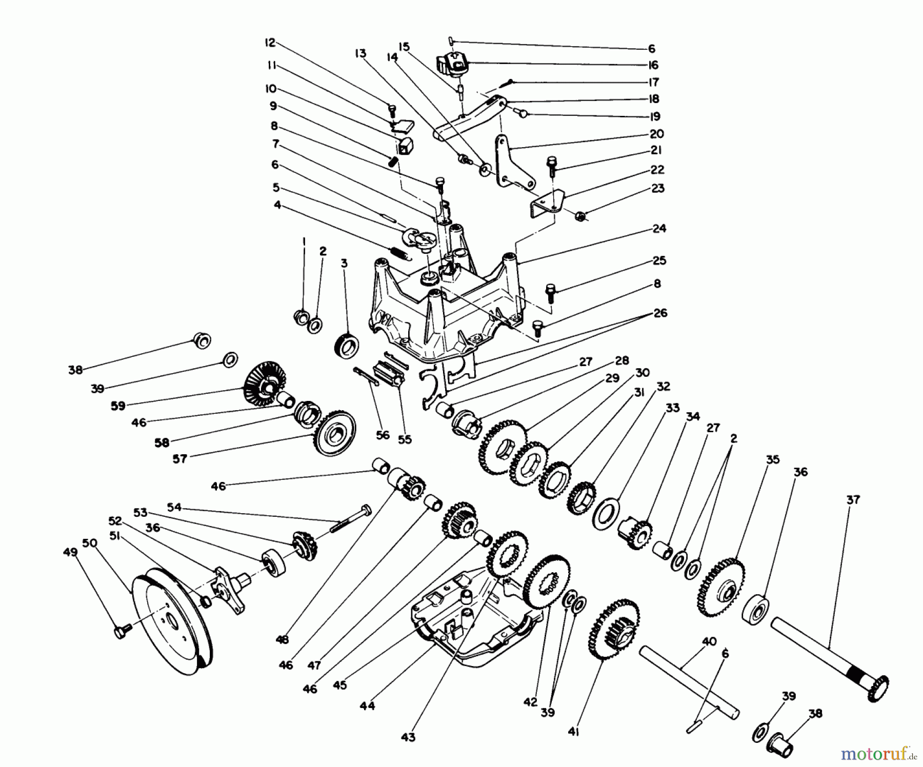  Toro Neu Snow Blowers/Snow Throwers Seite 1 38574 (828) - Toro 828 Power Shift Snowthrower, 1990 (0000001-0999999) TRANSMISSION ASSEMBLY NO. 66-8030