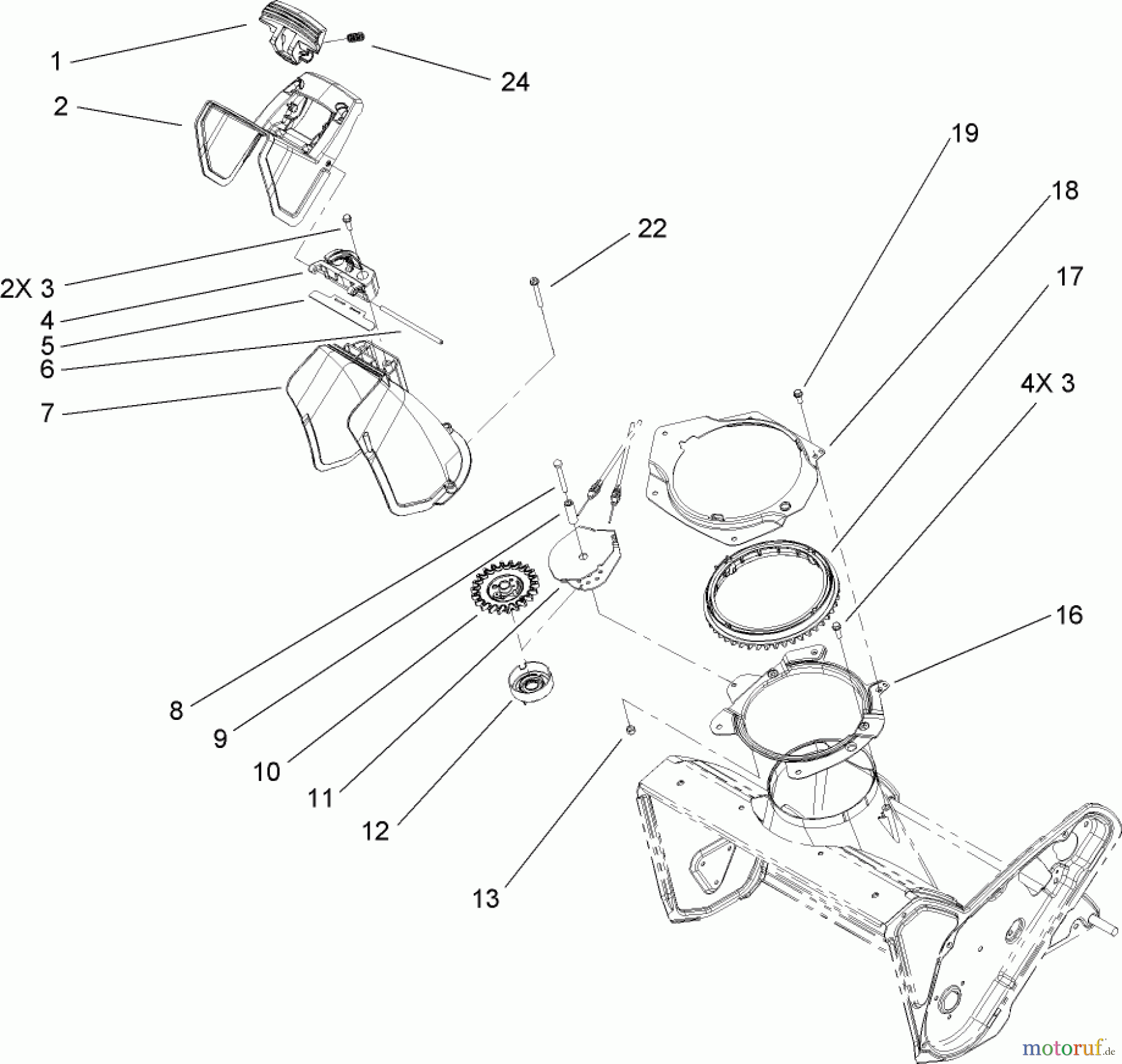  Toro Neu Snow Blowers/Snow Throwers Seite 1 38576 (6053) - Toro CCR 6053 Quick Clear Snowthrower, 2010 (310000001-310999999) CHUTE ASSEMBLY