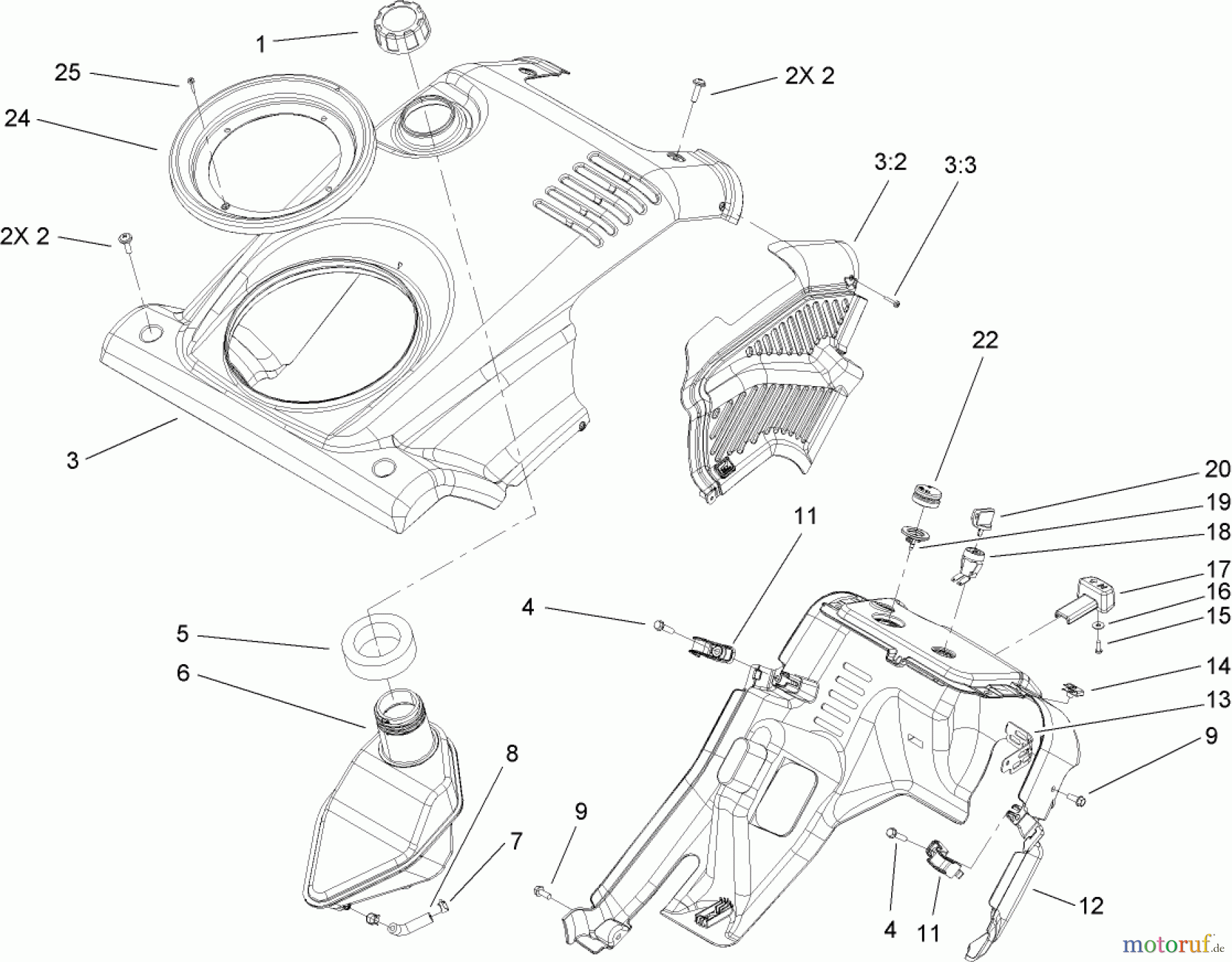  Toro Neu Snow Blowers/Snow Throwers Seite 1 38576 (6053) - Toro CCR 6053 Quick Clear Snowthrower, 2010 (310000001-310999999) SHROUD, CONTROL PANEL AND GAS TANK ASSEMBLY