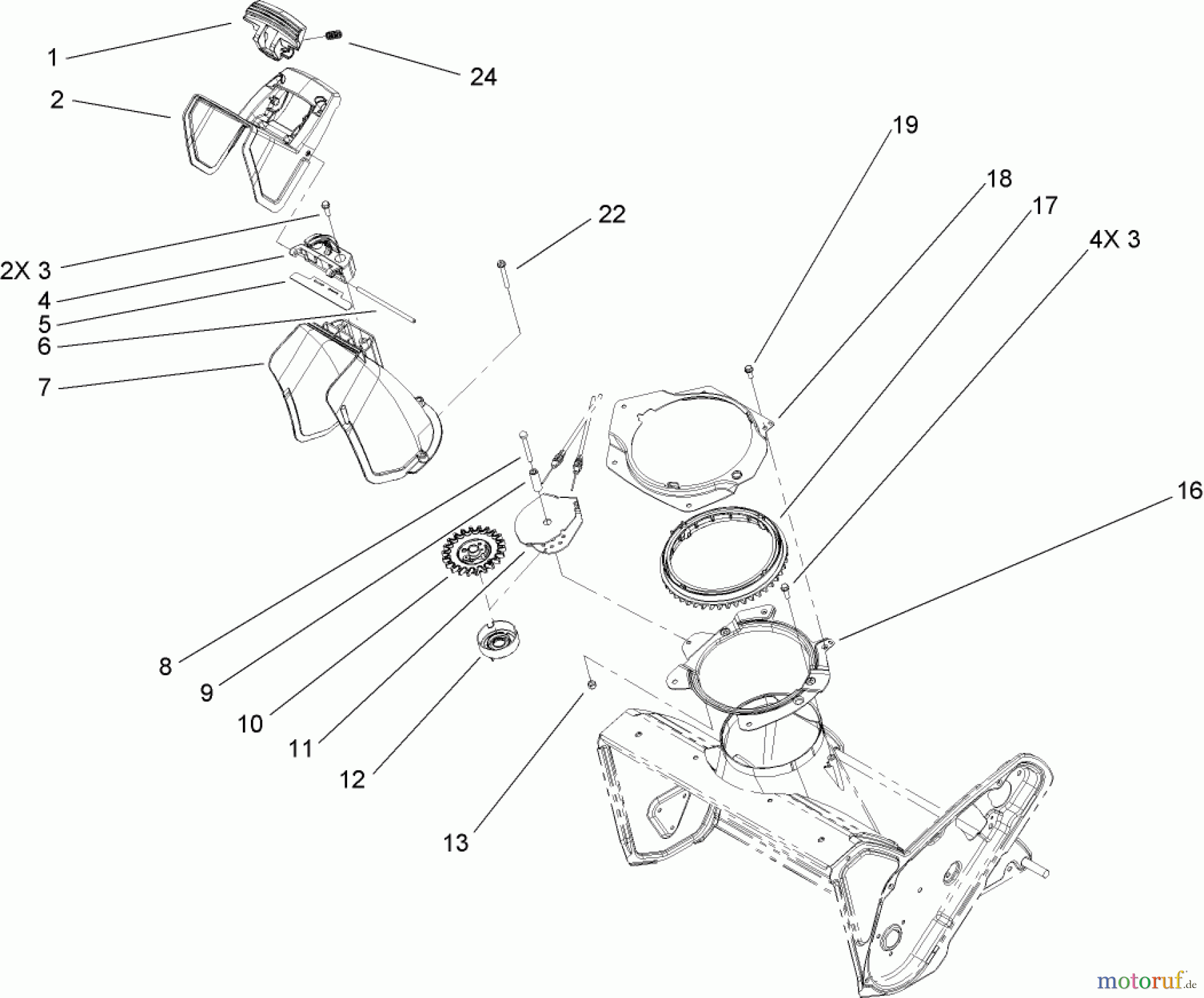  Toro Neu Snow Blowers/Snow Throwers Seite 1 38577 (6053) - Toro CCR 6053 Quick Clear Snowthrower, 2009 (290000001-290999999) CHUTE ASSEMBLY