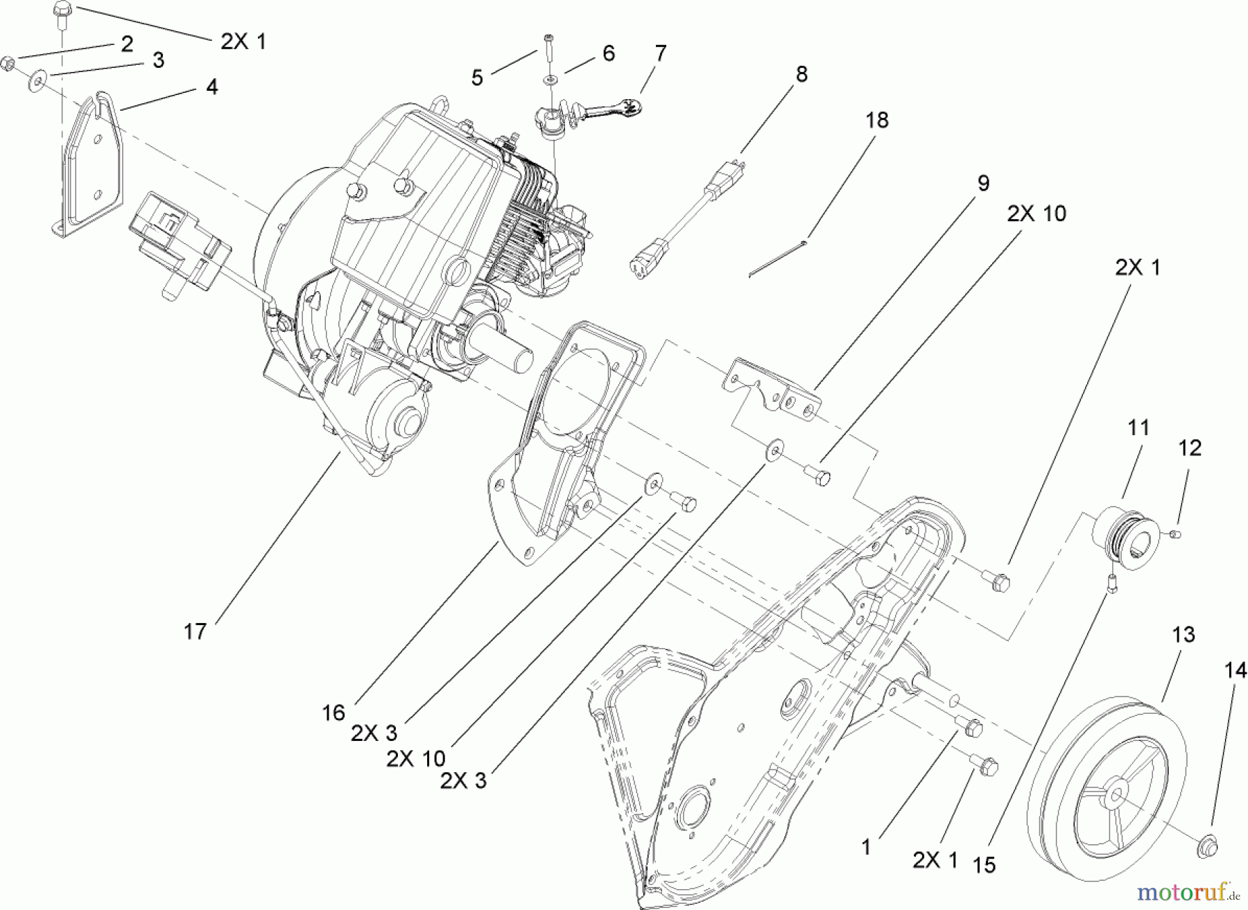  Toro Neu Snow Blowers/Snow Throwers Seite 1 38584 - Toro Power Clear Snowthrower, 2008 (280000001-280999999) ENGINE, FRAME AND WHEEL ASSEMBLY