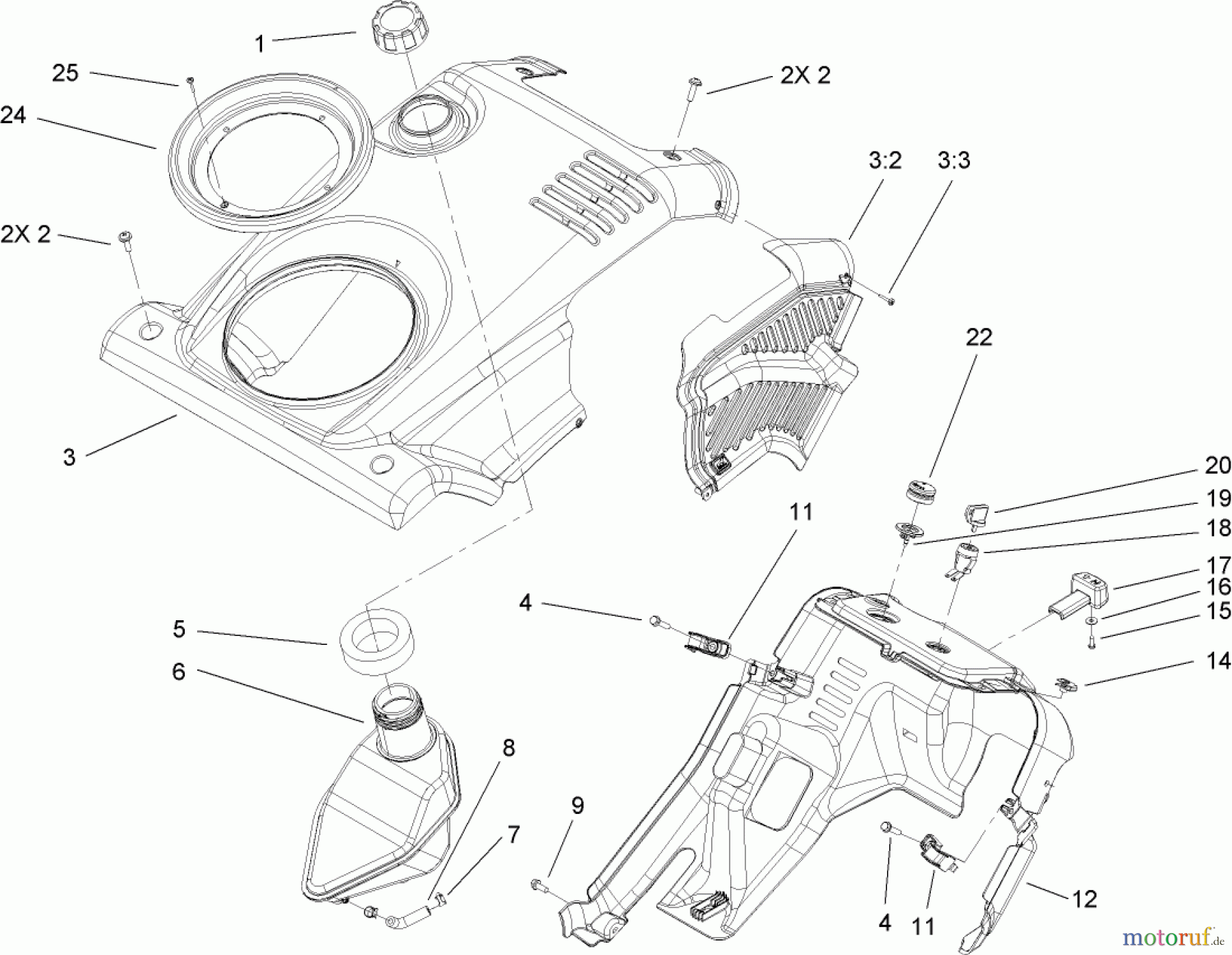  Toro Neu Snow Blowers/Snow Throwers Seite 1 38585 - Toro Power Clear Snowthrower, 2008 (280000001-280999999) SHROUD, CONTROL PANEL AND GAS TANK ASSEMBLY