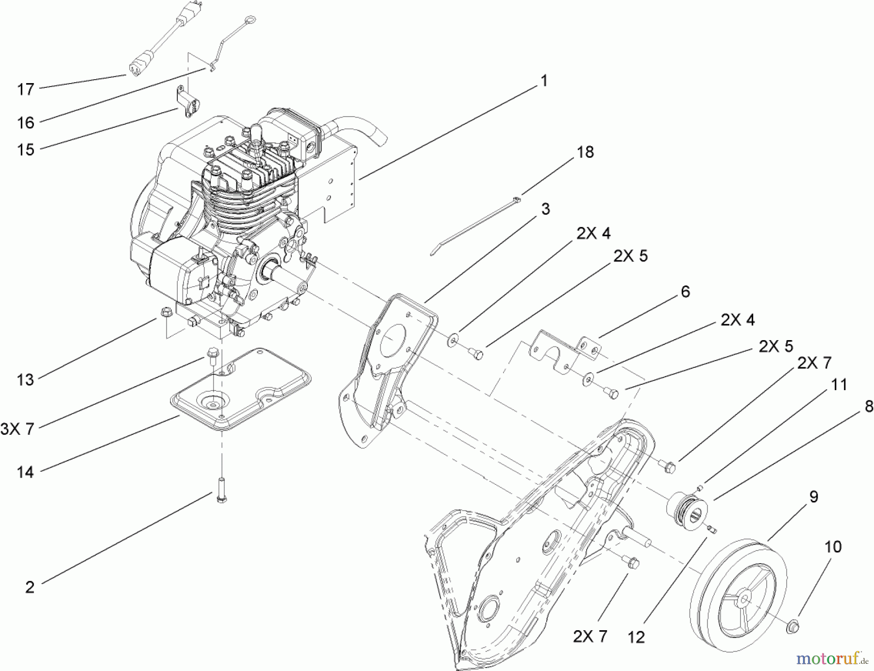  Toro Neu Snow Blowers/Snow Throwers Seite 1 38586 - Toro Power Clear Snowthrower, 2009 (290000001-290999999) ENGINE, FRAME AND WHEEL ASSEMBLY