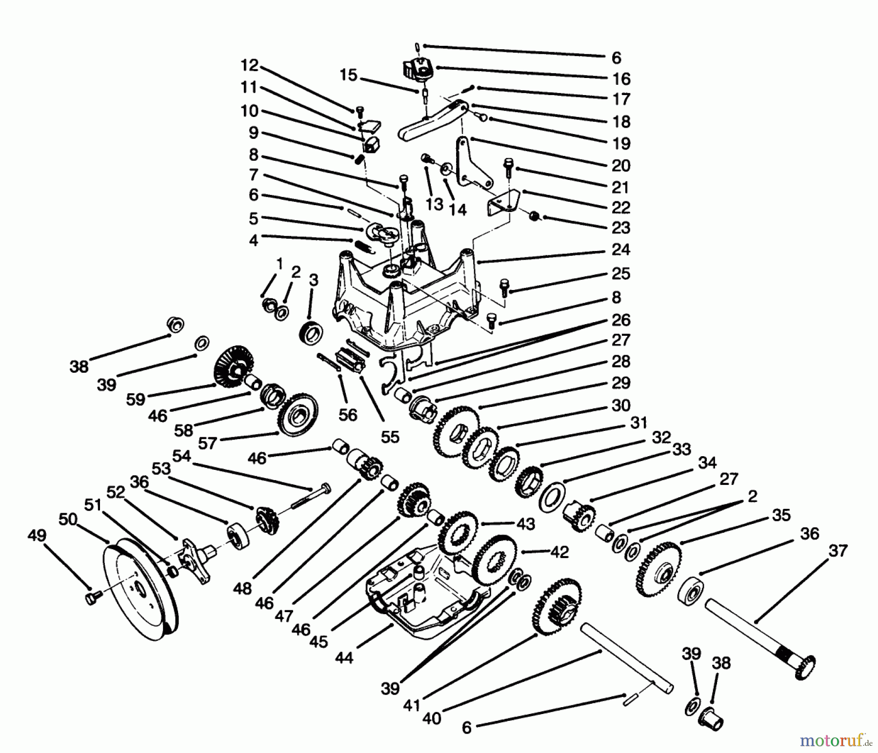  Toro Neu Snow Blowers/Snow Throwers Seite 1 38590 (1232) - Toro 1232 Power Shift Snowthrower, 1996 (6900001-6999999) TRANSMISSION ASSEMBLY NO. 66-8030