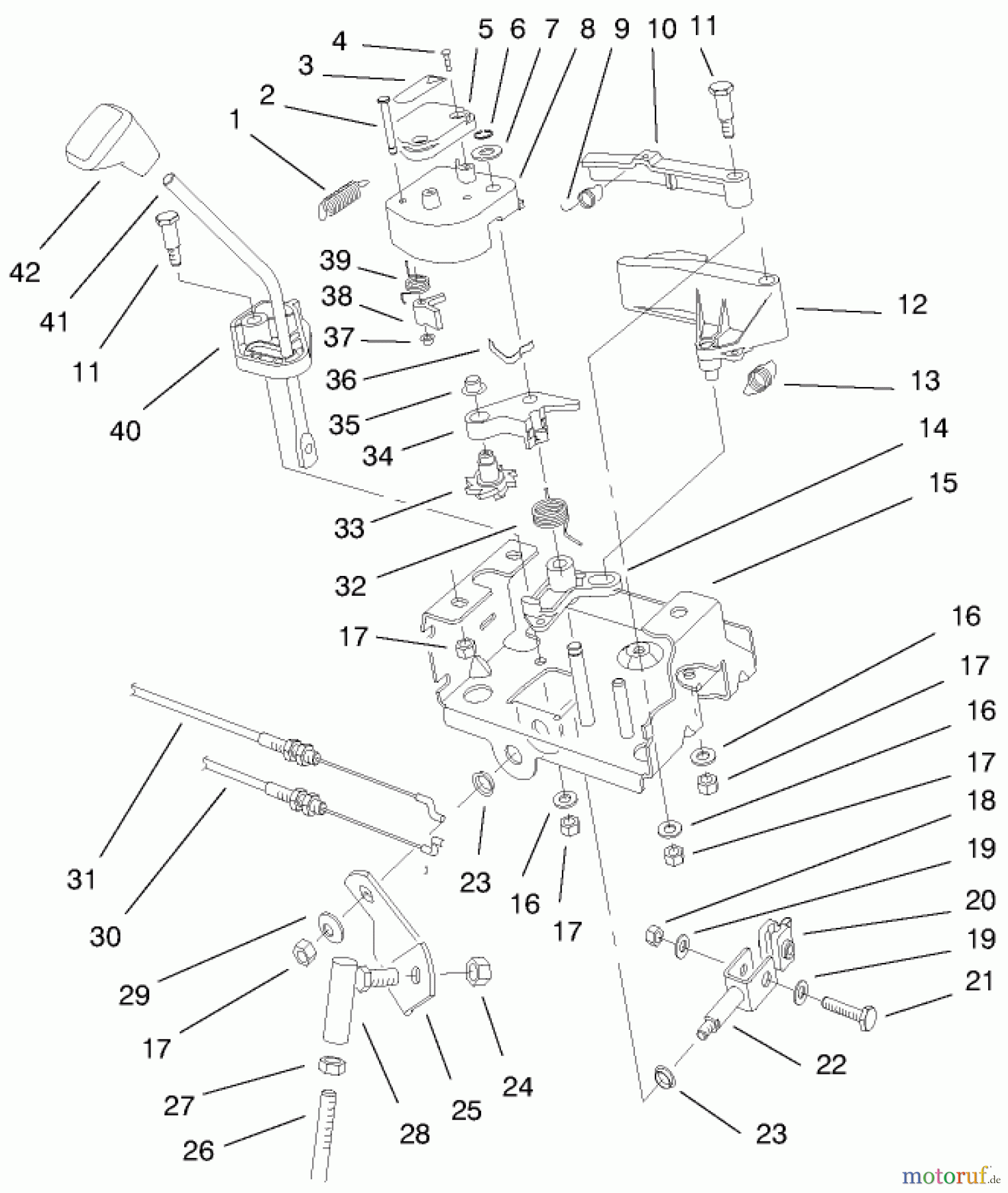  Toro Neu Snow Blowers/Snow Throwers Seite 1 38591 (1232) - Toro 1232 Power Shift Snowthrower, 1999 (9900001-9999999) TRACTION LINKAGE ASSEMBLY