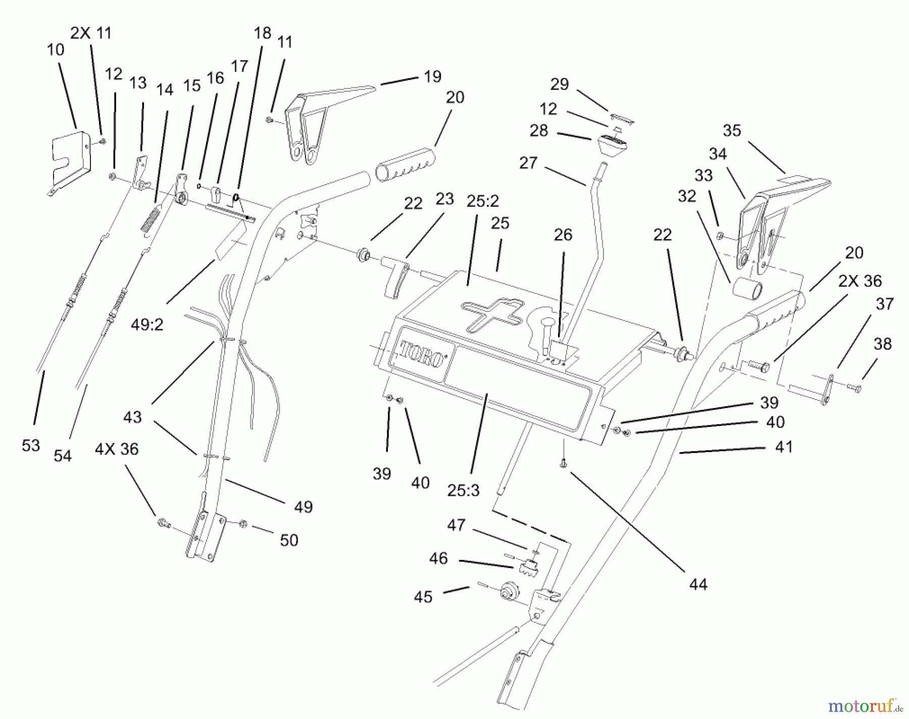  Toro Neu Snow Blowers/Snow Throwers Seite 1 38592 (1332) - Toro 1332 Power Shift Snowthrower, 2004 (240000001-240999999) HANDLE AND CONTROL ASSEMBLY