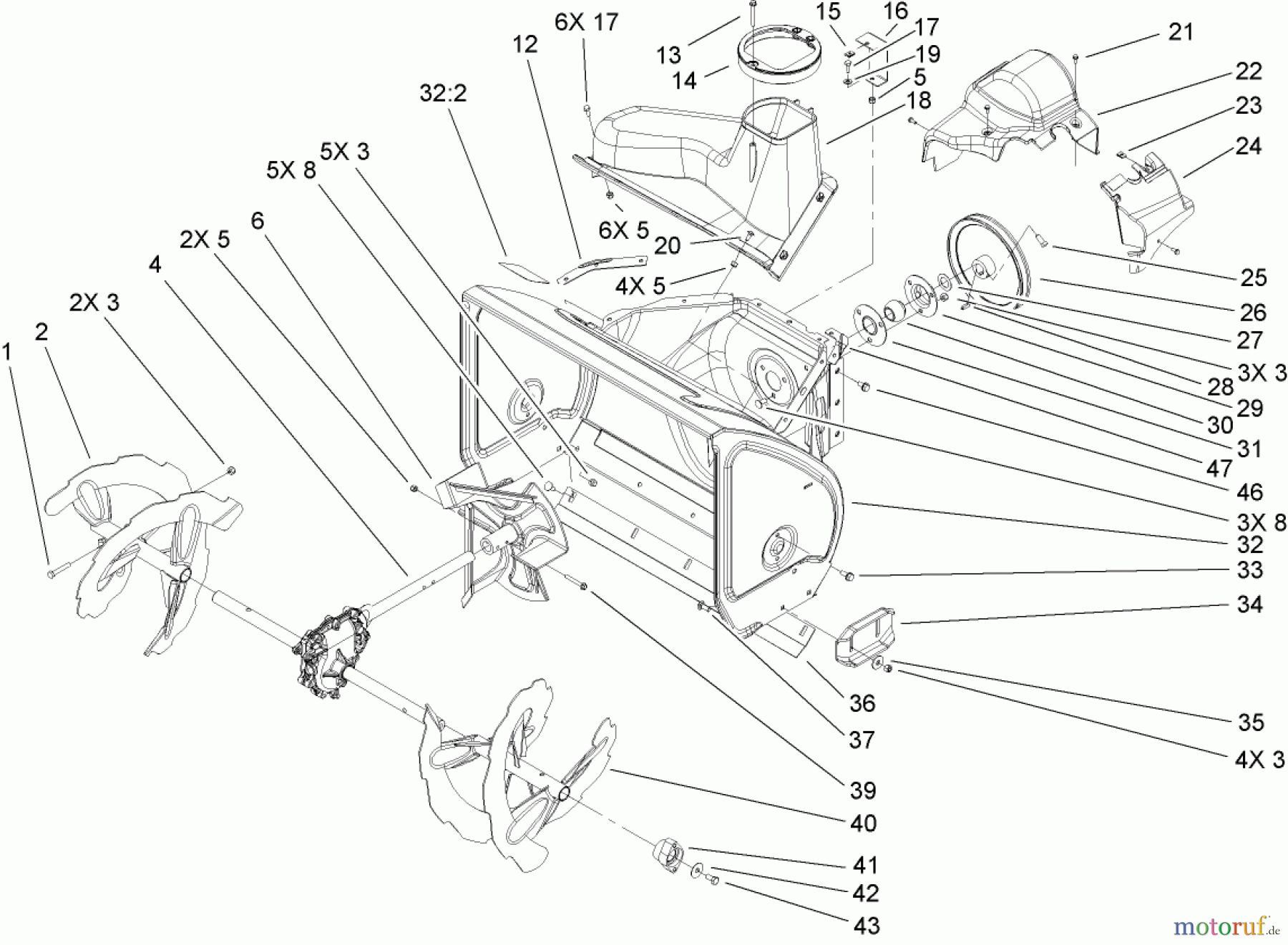  Toro Neu Snow Blowers/Snow Throwers Seite 1 38595 (6000) - Toro Power Max 6000 Snowthrower, 2006 (260000001-260999999) AUGER AND HOUSING ASSEMBLY