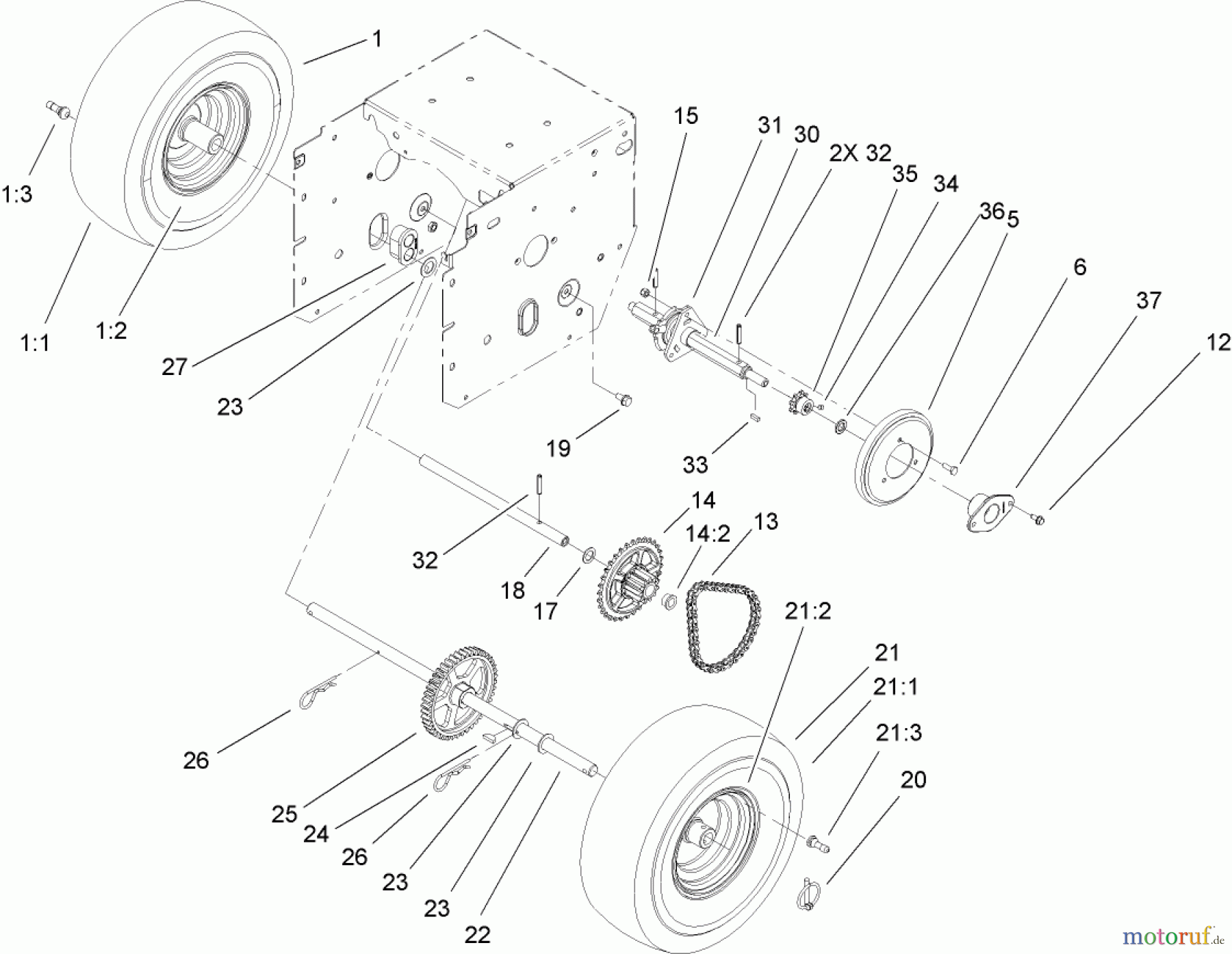  Toro Neu Snow Blowers/Snow Throwers Seite 1 38595 (6000) - Toro Power Max 6000 Snowthrower, 2006 (260000001-260999999) CHAIN DRIVE ASSEMBLY