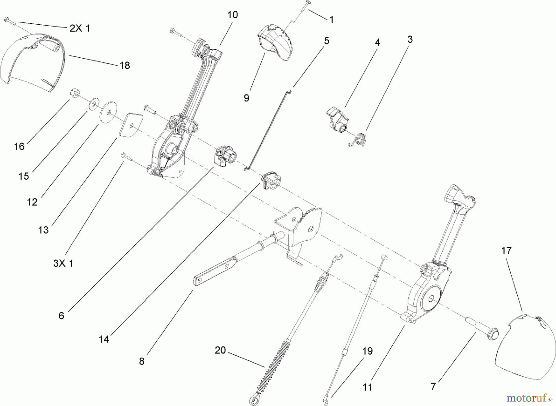  Toro Neu Snow Blowers/Snow Throwers Seite 1 38595 (6000) - Toro Power Max 6000 Snowthrower, 2006 (260000001-260999999) LEVER CHUTE CONTROL ASSEMBLY