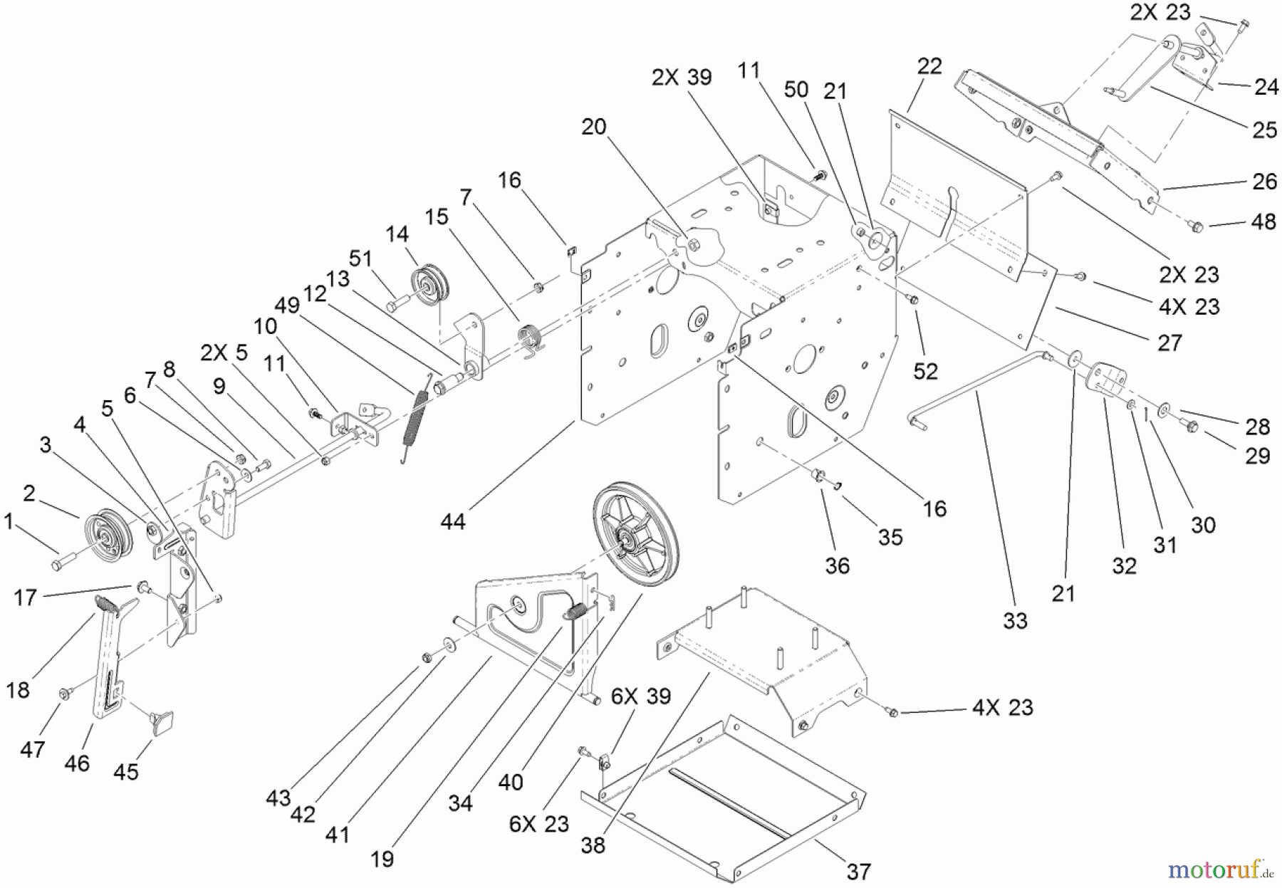  Toro Neu Snow Blowers/Snow Throwers Seite 1 38597 (826 O) - Toro Power Max 826 O Snowthrower, 2012 (312000001-312999999) FRAME ASSEMBLY