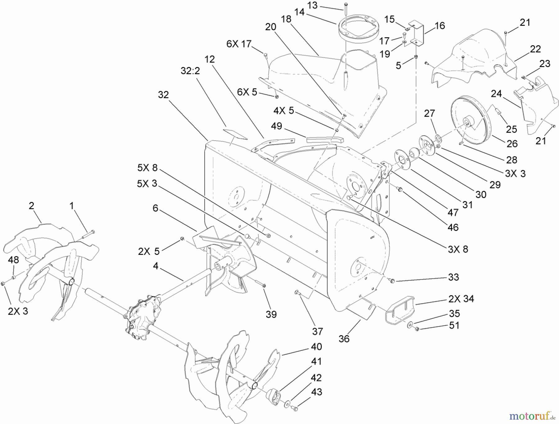  Toro Neu Snow Blowers/Snow Throwers Seite 1 38597 (826 O) - Toro Power Max 826 O Snowthrower, 2013 (SN 313000001-313999999) AUGER AND HOUSING ASSEMBLY