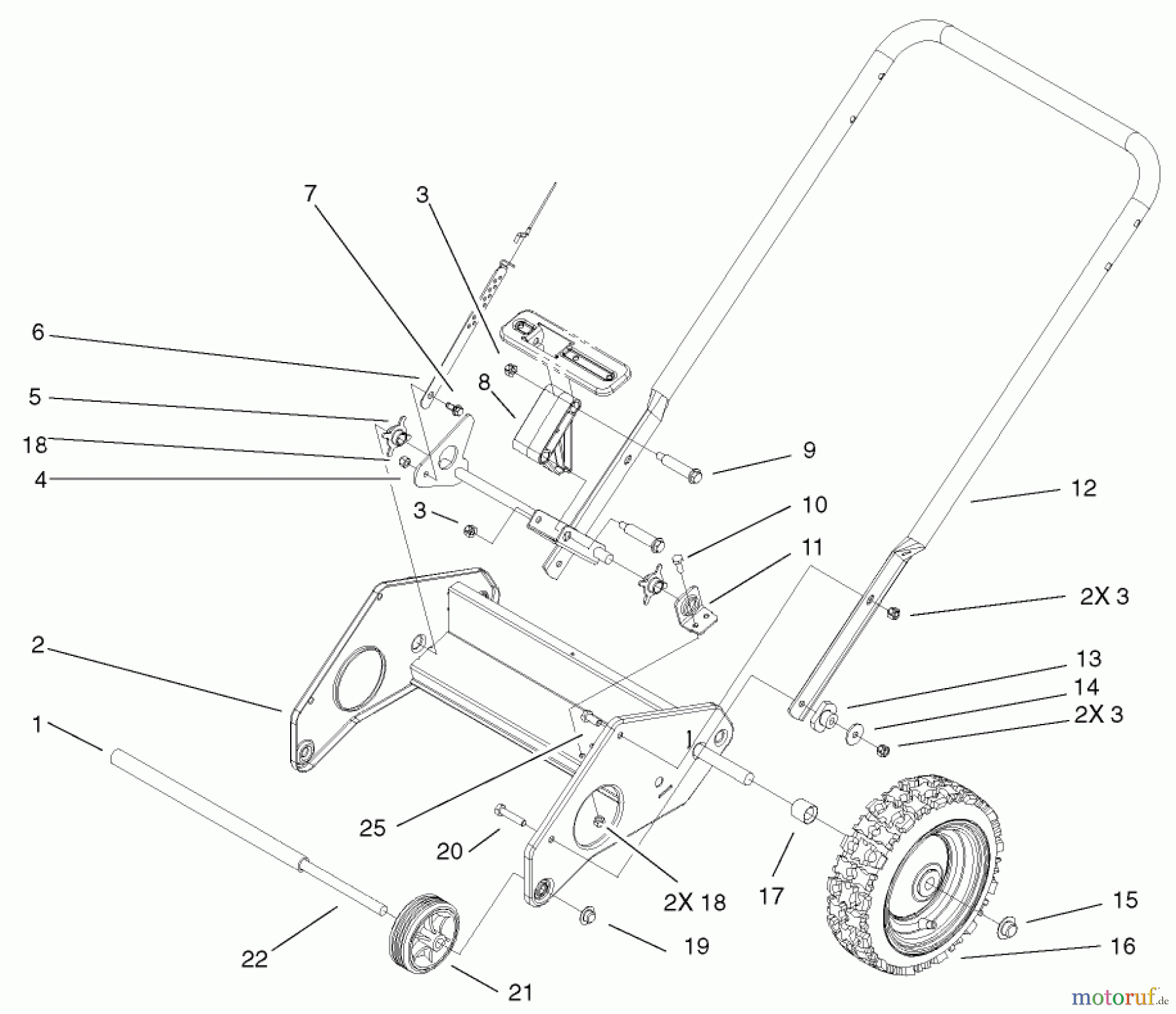  Toro Neu Snow Blowers/Snow Throwers Seite 2 38603 - Toro Snow Commander Snowthrower, 2002 (220000001-220999999) LOWER HANDLE ASSEMBLY