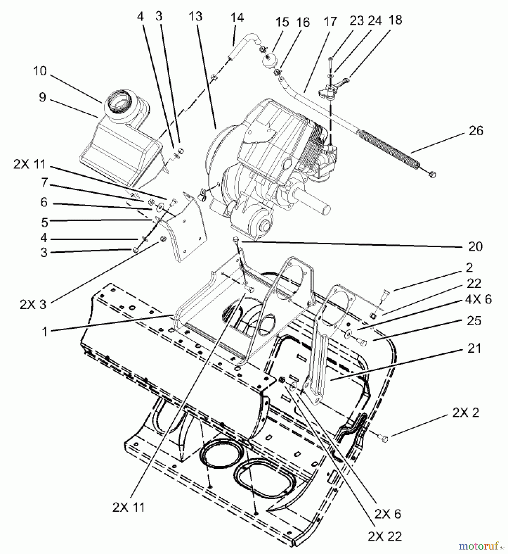  Toro Neu Snow Blowers/Snow Throwers Seite 1 38600 - Toro Snow Commander Snowthrower, 2004 (240000001-240999999) ENGINE AND FRAME ASSEMBLY