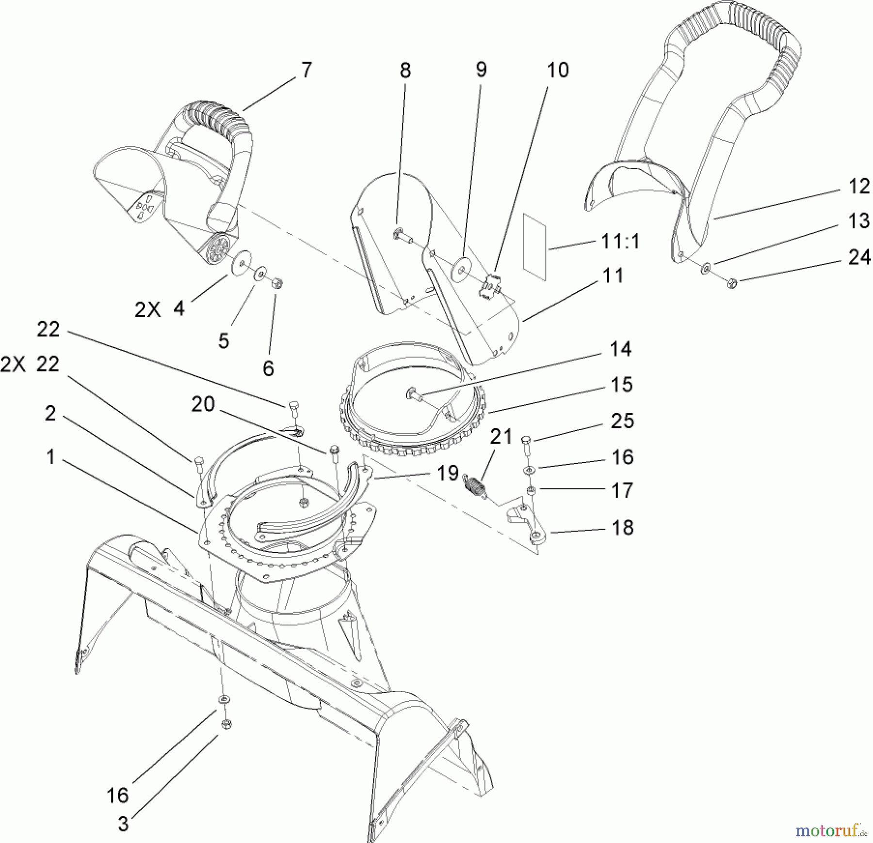  Toro Neu Snow Blowers/Snow Throwers Seite 1 38600 - Toro Snow Commander Snowthrower, 2005 (250000001-250999999) CHUTE ASSEMBLY