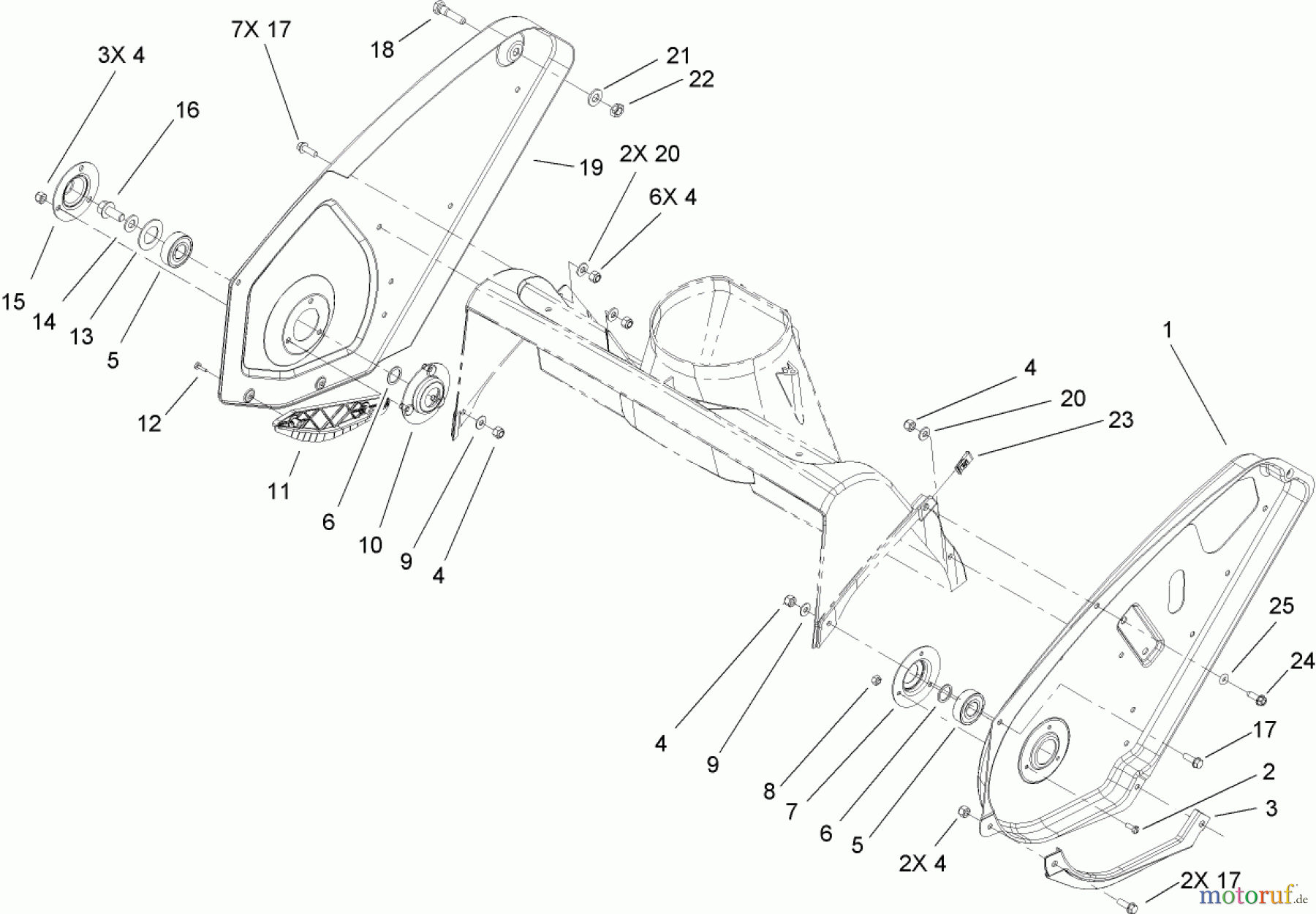  Toro Neu Snow Blowers/Snow Throwers Seite 1 38600 - Toro Snow Commander Snowthrower, 2007 (270000001-270999999) UPPER HOUSING AND SIDE PLATE ASSEMBLY