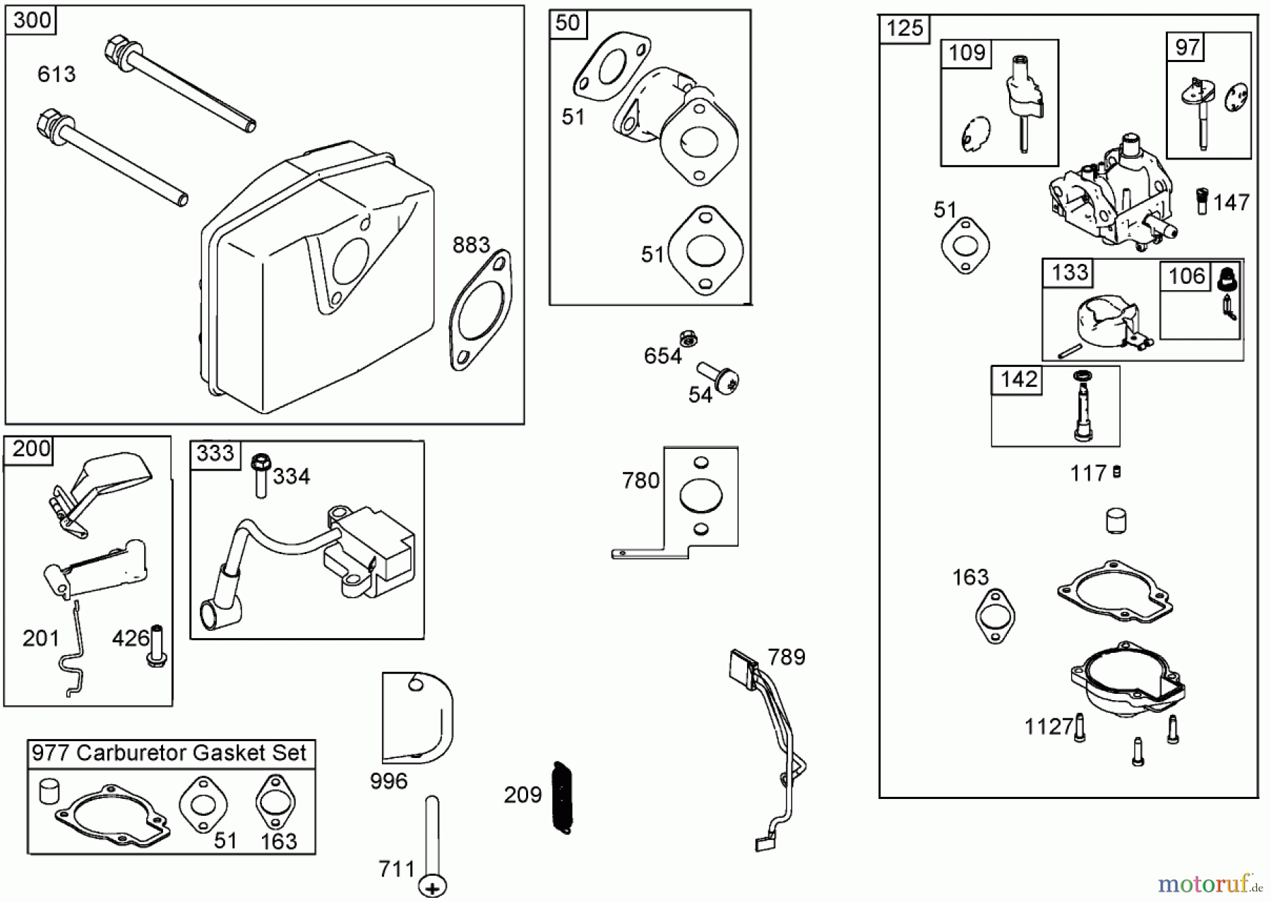  Toro Neu Snow Blowers/Snow Throwers Seite 1 38601 - Toro Snow Commander Snowthrower, 2004 (240000001-240999999) INTAKE MANIFOLD, CARBURETOR, AND MUFFLER ASSEMBLIES BRIGGS AND STRATTON 084332-0130-E1