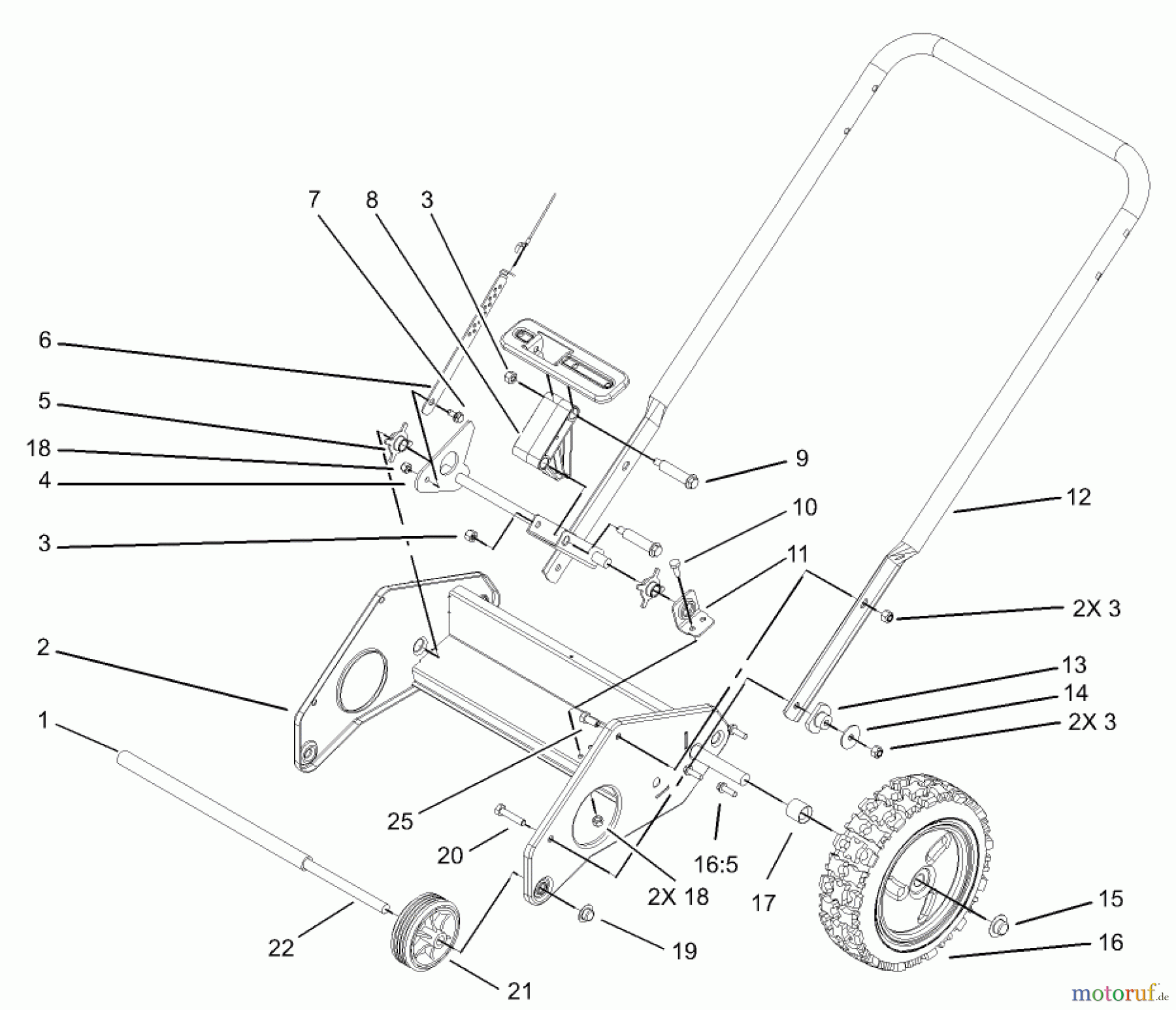  Toro Neu Snow Blowers/Snow Throwers Seite 1 38601 - Toro Snow Commander Snowthrower, 2005 (250000001-250999999) LOWER HANDLE ASSEMBLY