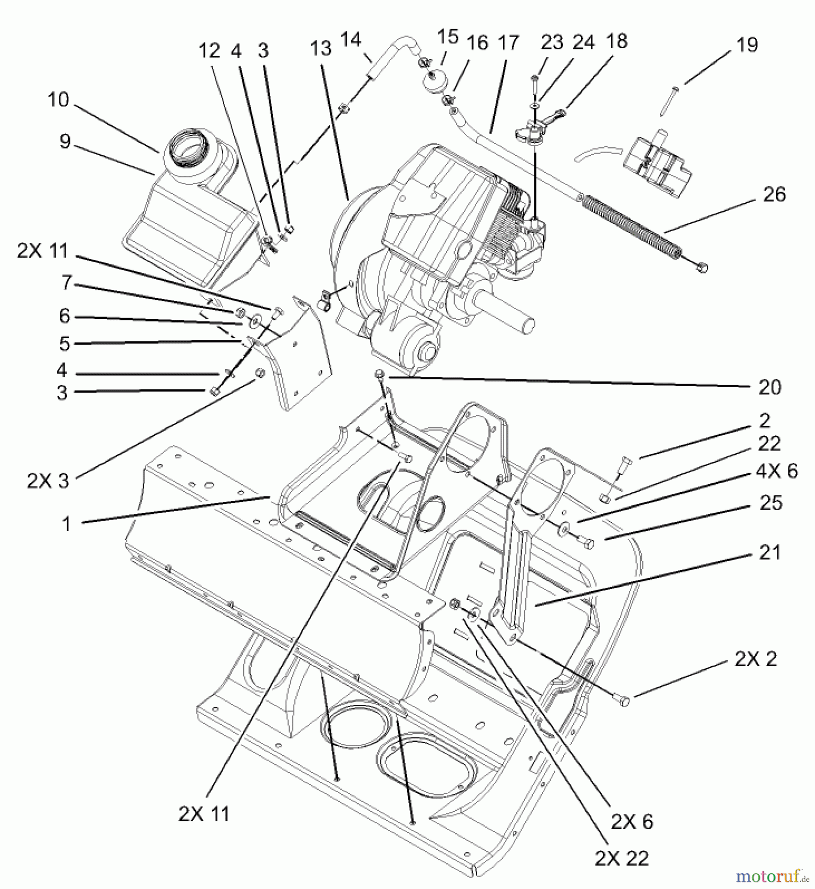  Toro Neu Snow Blowers/Snow Throwers Seite 1 38602 - Toro Snow Commander Snowthrower, 2004 (240000001-240999999) ENGINE AND FRAME ASSEMBLY