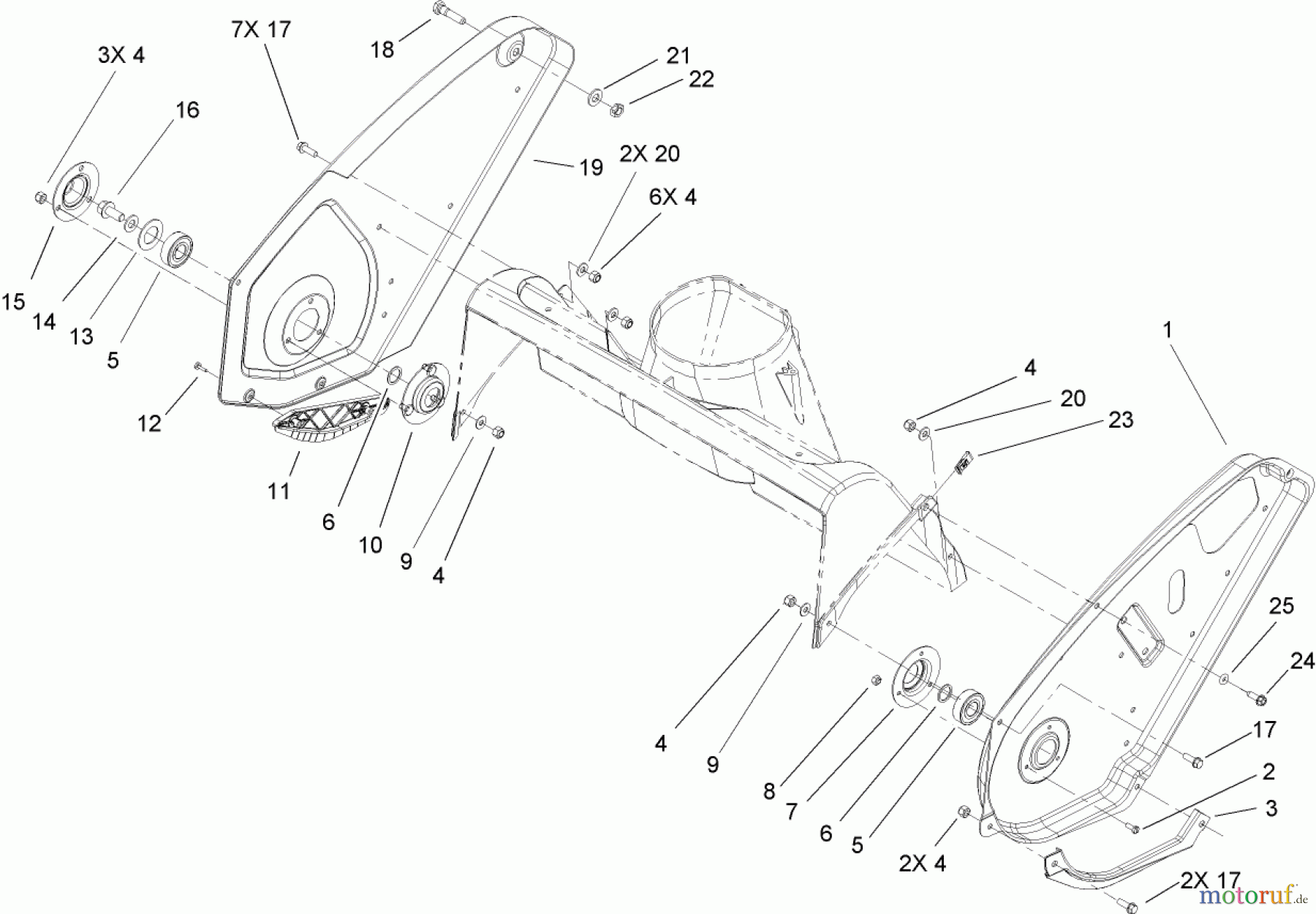  Toro Neu Snow Blowers/Snow Throwers Seite 2 38602 - Toro Snow Commander Snowthrower, 2005 (250000001-250999999) UPPER HOUSING AND SIDE PLATE ASSEMBLY