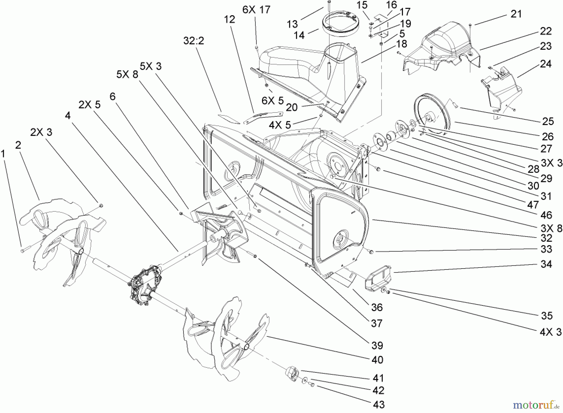  Toro Neu Snow Blowers/Snow Throwers Seite 2 38622 (826 LE) - Toro Power Max 826 LE Snowthrower, 2006 (260000001-260999999) AUGER AND HOUSING ASSEMBLY